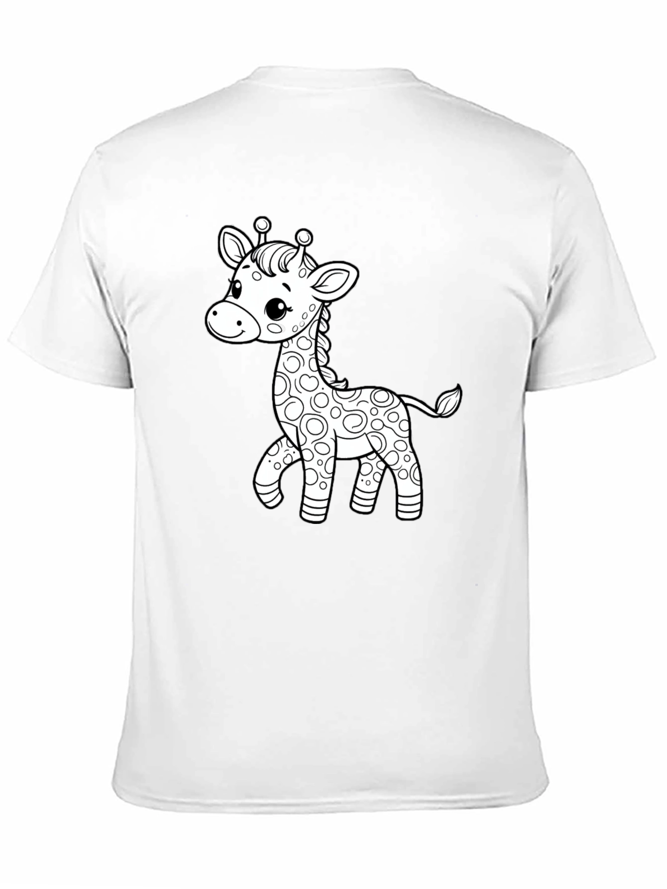 Cute Giraffe Graphic Print Black T-Shirt