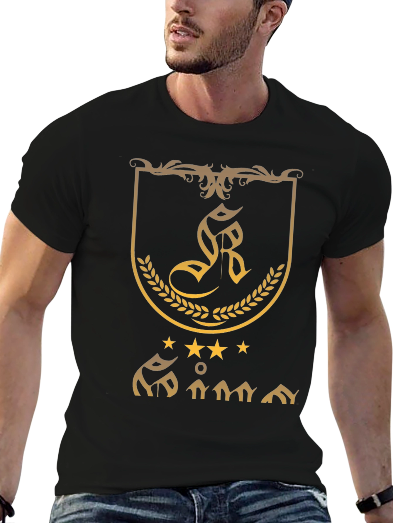 Embroidered Crest Graphic Tee - Black