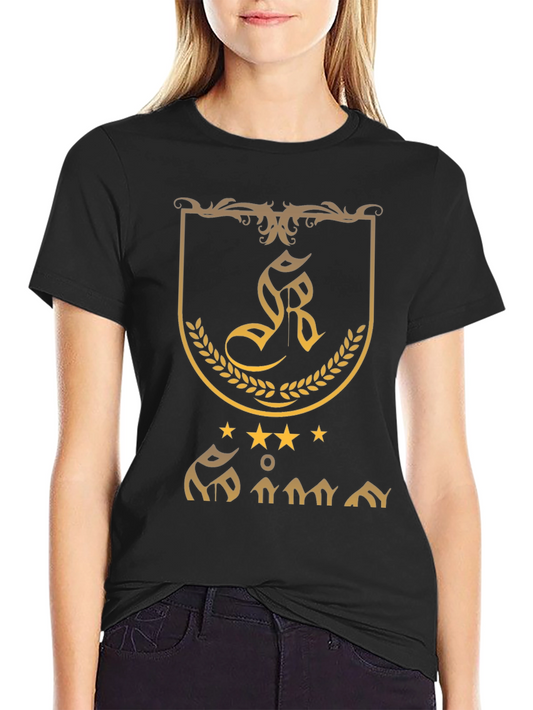 Embroidered Crest Graphic Tee - Black