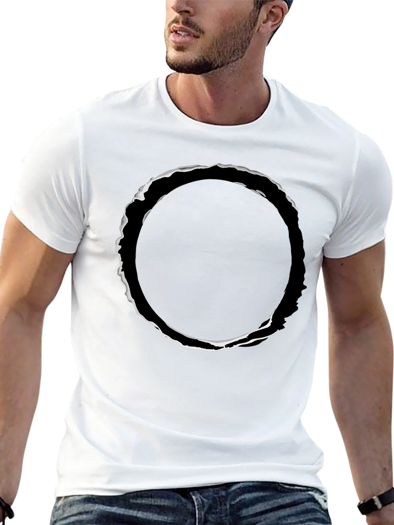 Abstract Circle Graphic Mens Black Tee