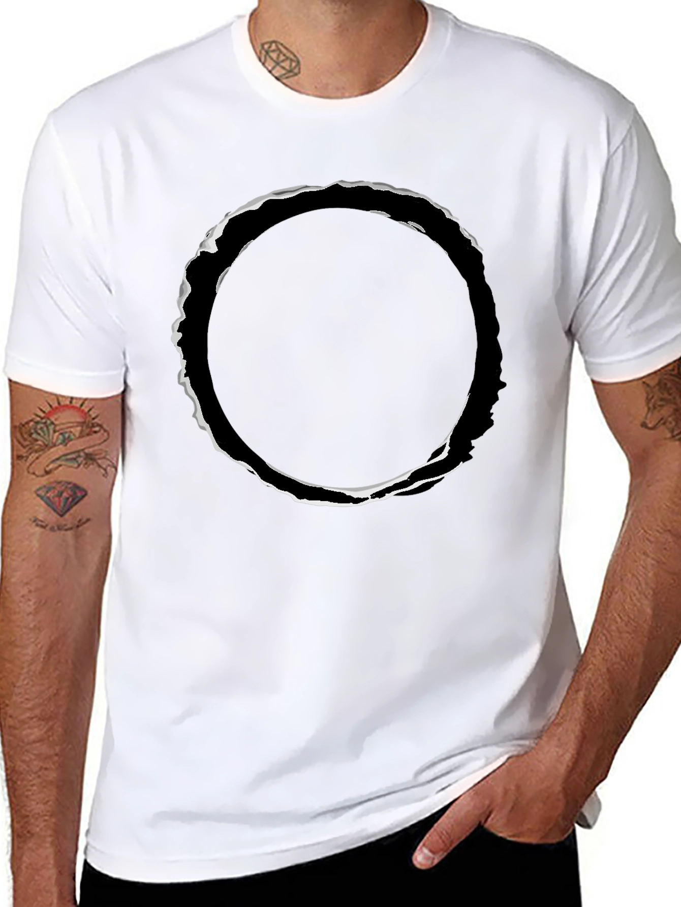 Abstract Circle Graphic Mens Black Tee