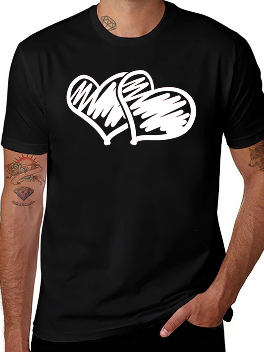 Heart Scribble Graphic Tee - Casual Black T-Shirt