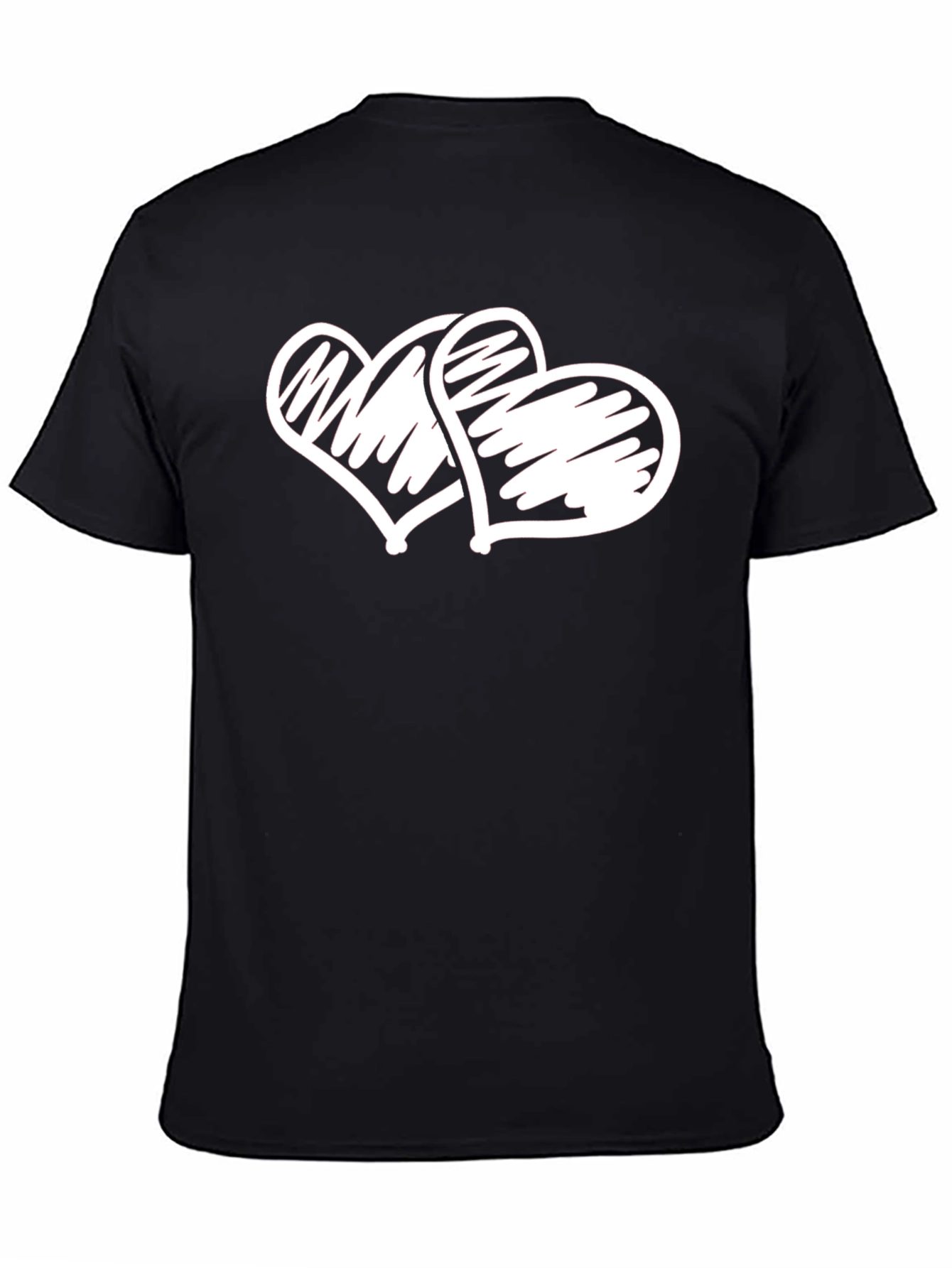 Heart Scribble Graphic Tee - Casual Black T-Shirt