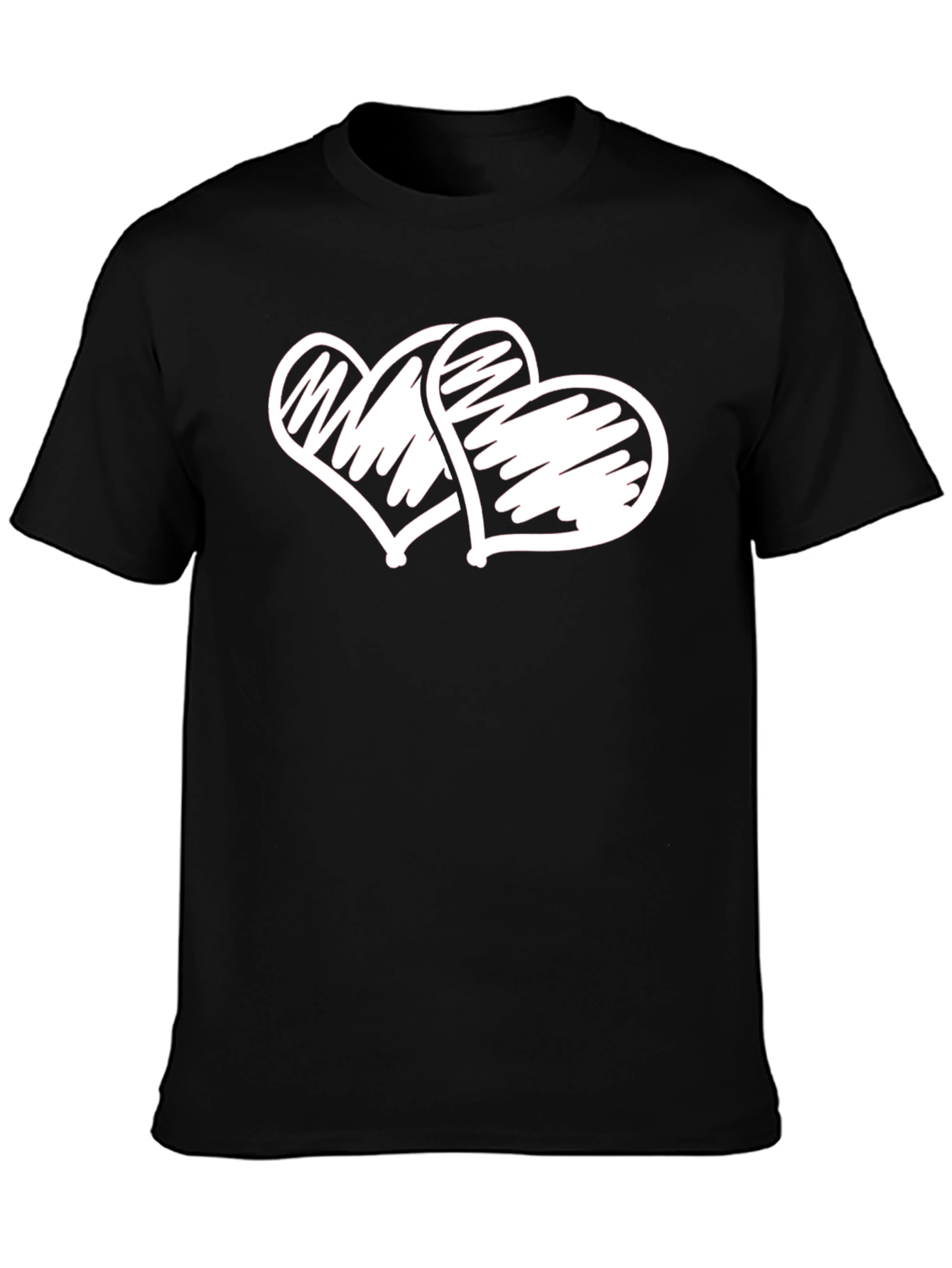 Heart Scribble Graphic Tee - Casual Black T-Shirt