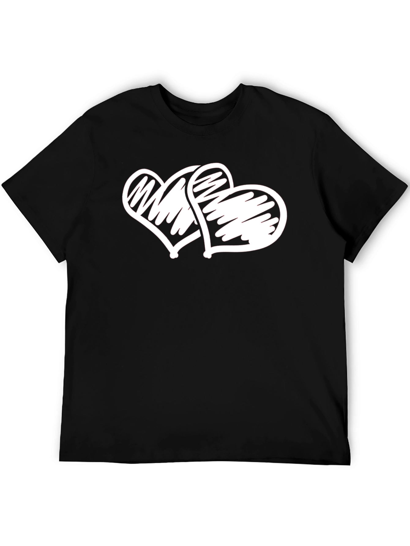 Heart Scribble Graphic Tee - Casual Black T-Shirt