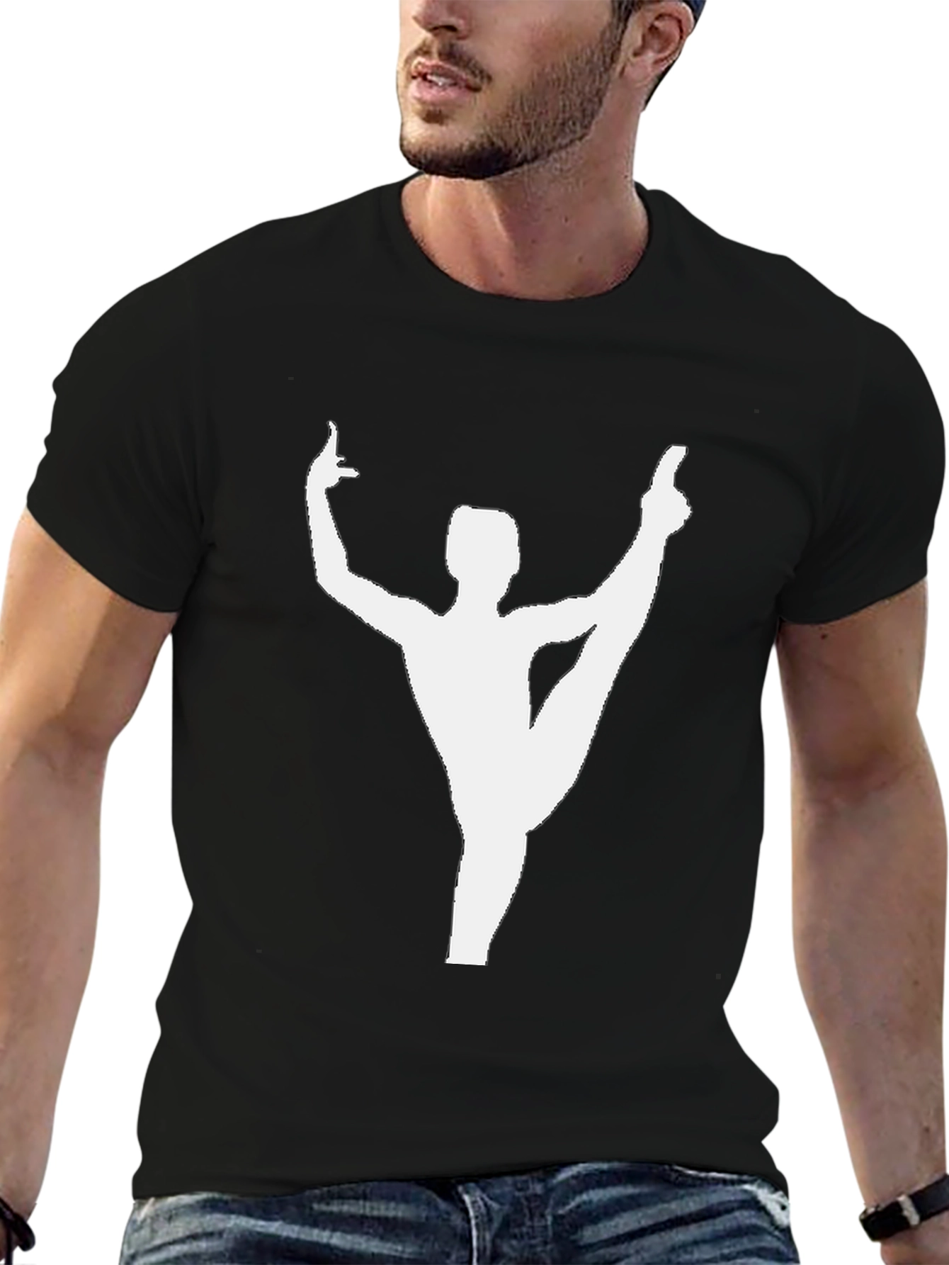 Gymnast Silhouette Graphic Tee - Black