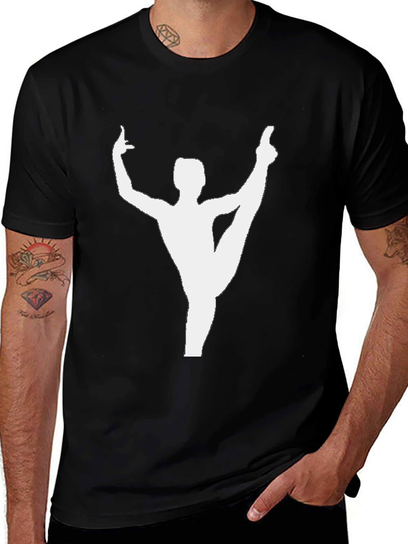 Gymnast Silhouette Graphic Tee - Black