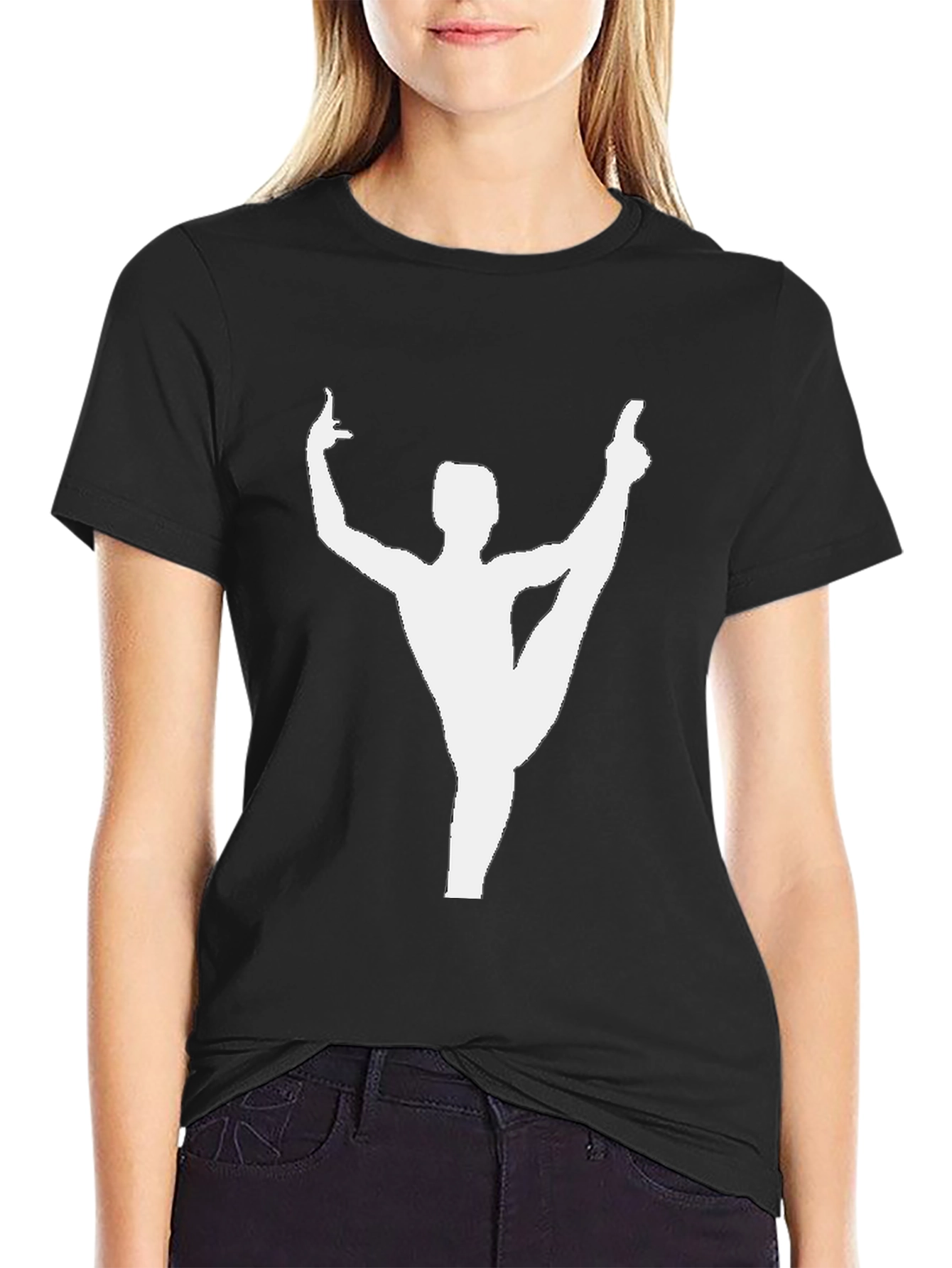 Gymnast Silhouette Graphic Tee - Black