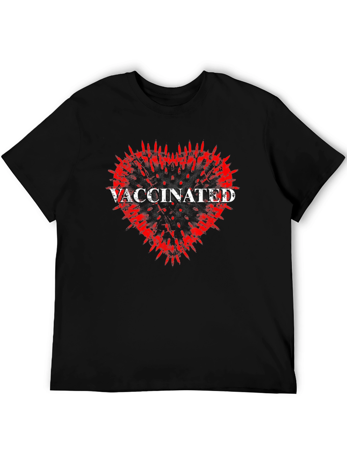 Vaccinated Heart Graphic Tee - Black T-Shirt