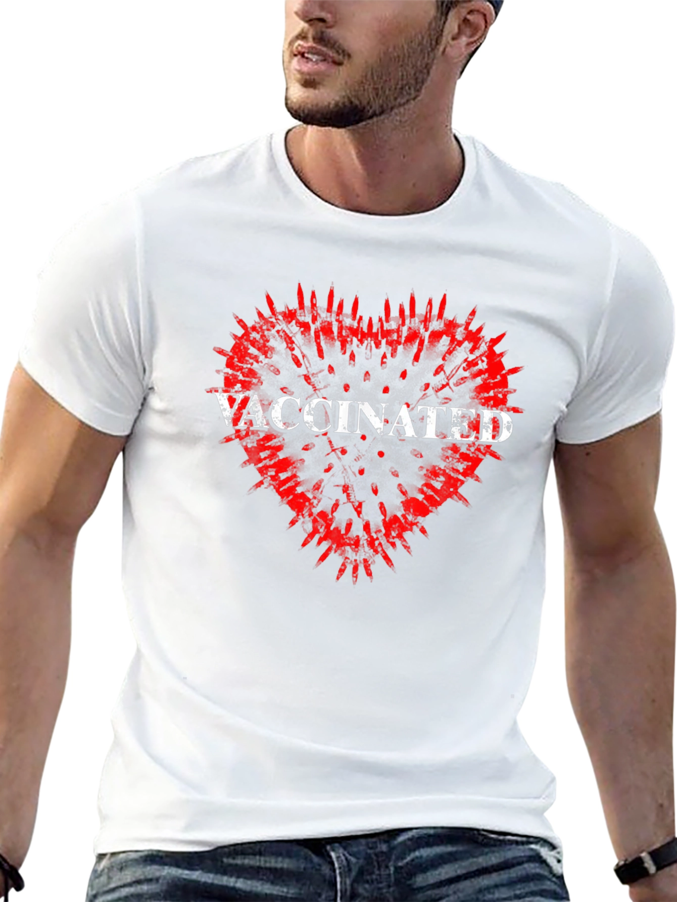 Vaccinated Heart Graphic Tee - Black T-Shirt