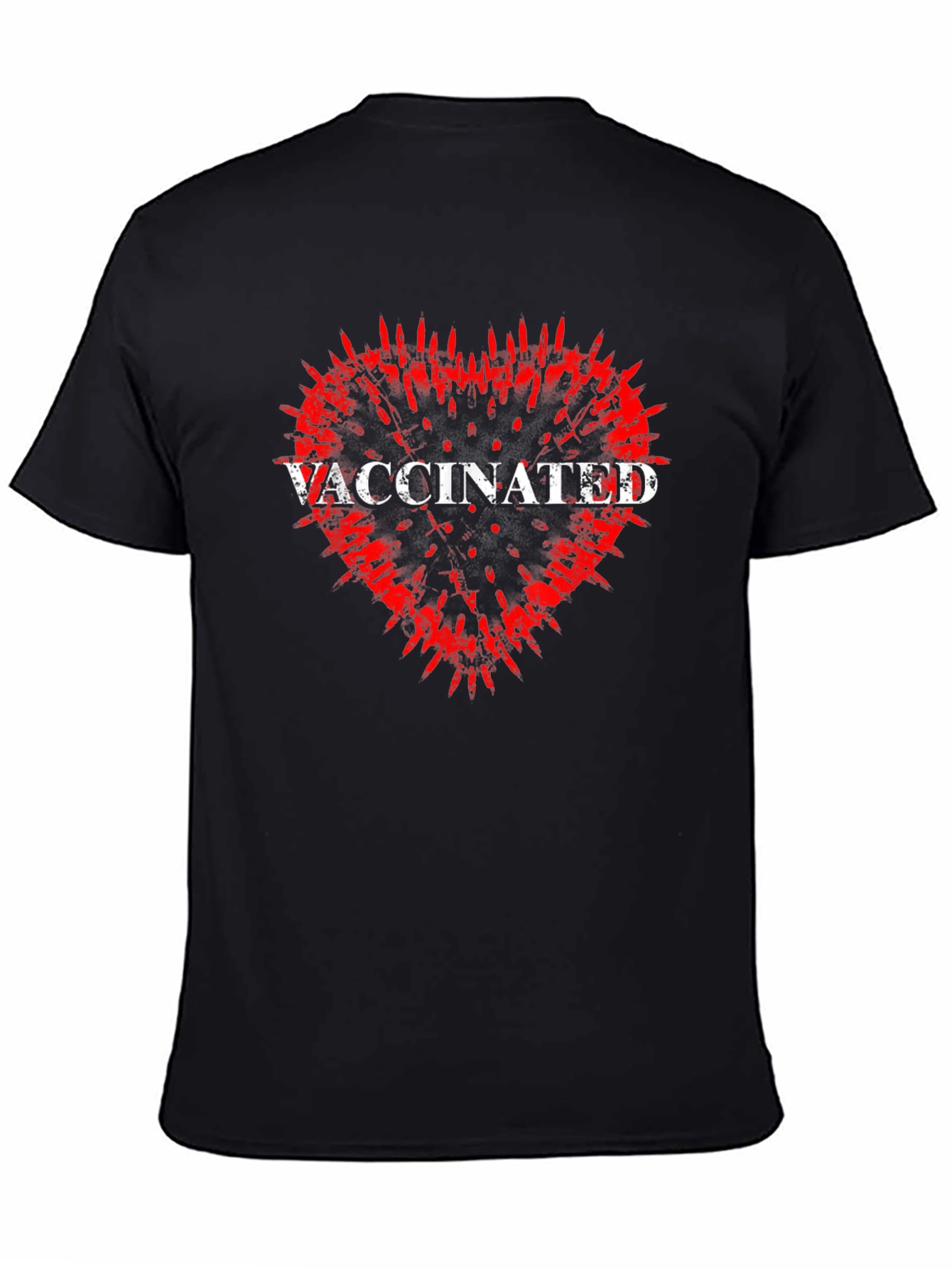Vaccinated Heart Graphic Tee - Black T-Shirt