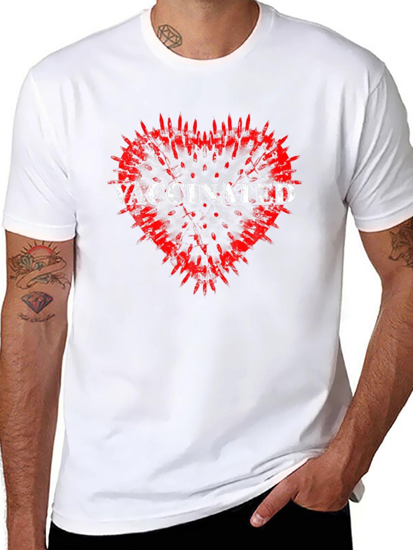 Vaccinated Heart Graphic Tee - Black T-Shirt