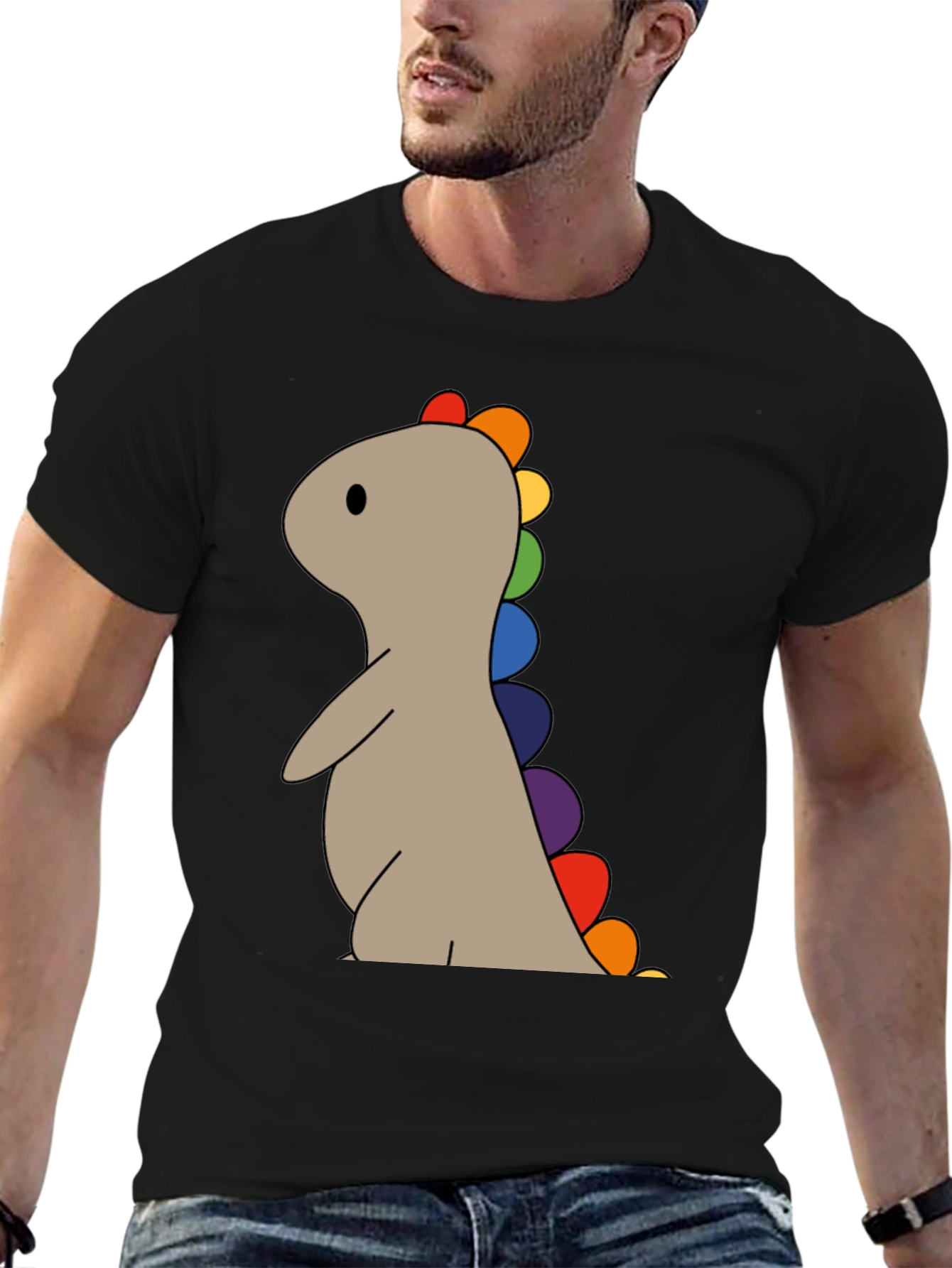 Rainbow Dino T-Shirt - Cute & Playful Design