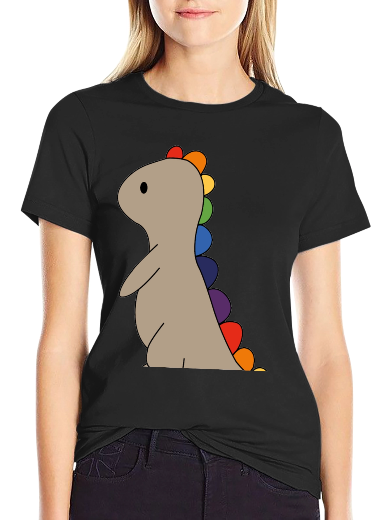 Rainbow Dino T-Shirt - Cute & Playful Design