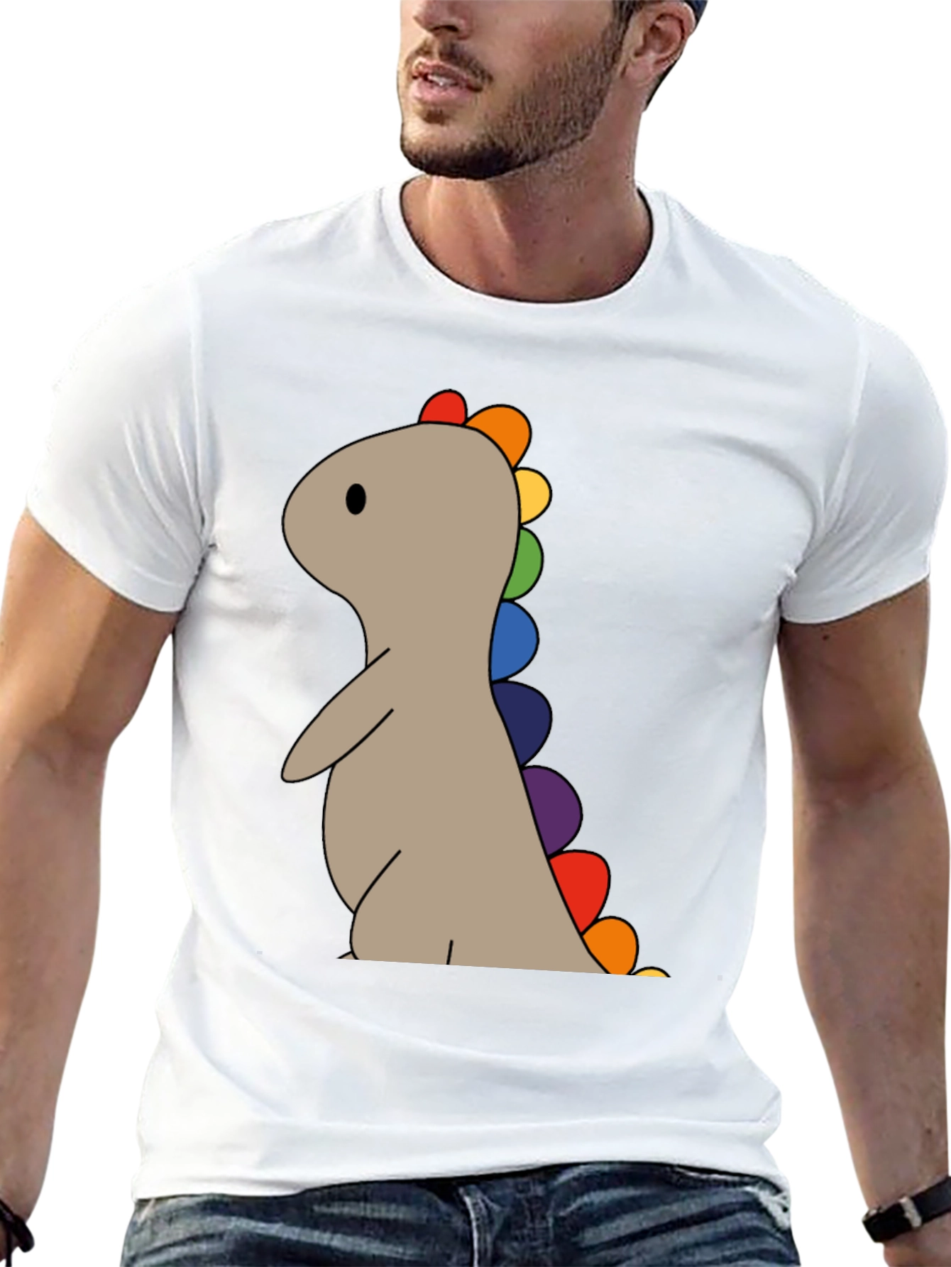 Rainbow Dino T-Shirt - Cute & Playful Design
