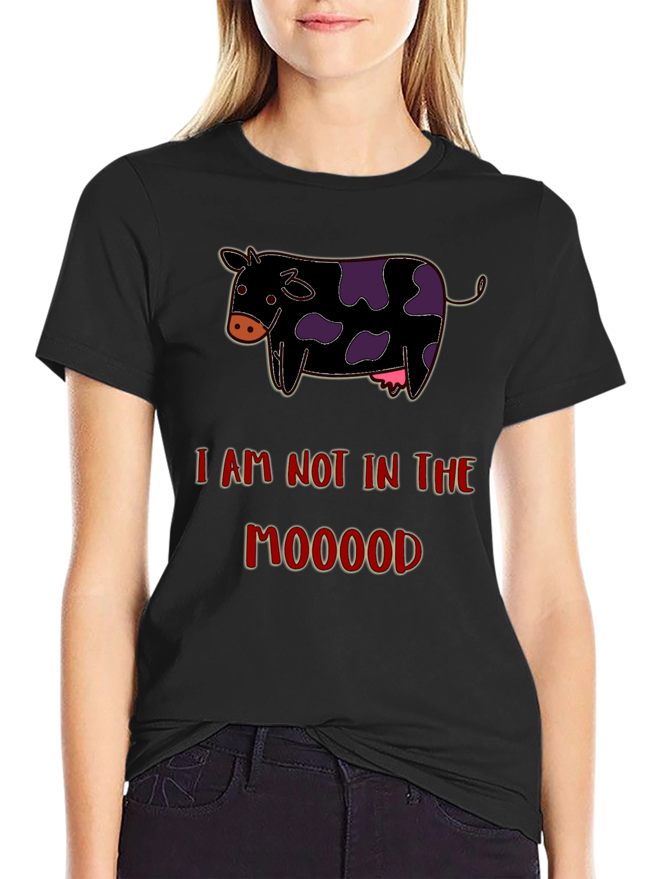Funny Not in the Moood Cow Graphic T-Shirt