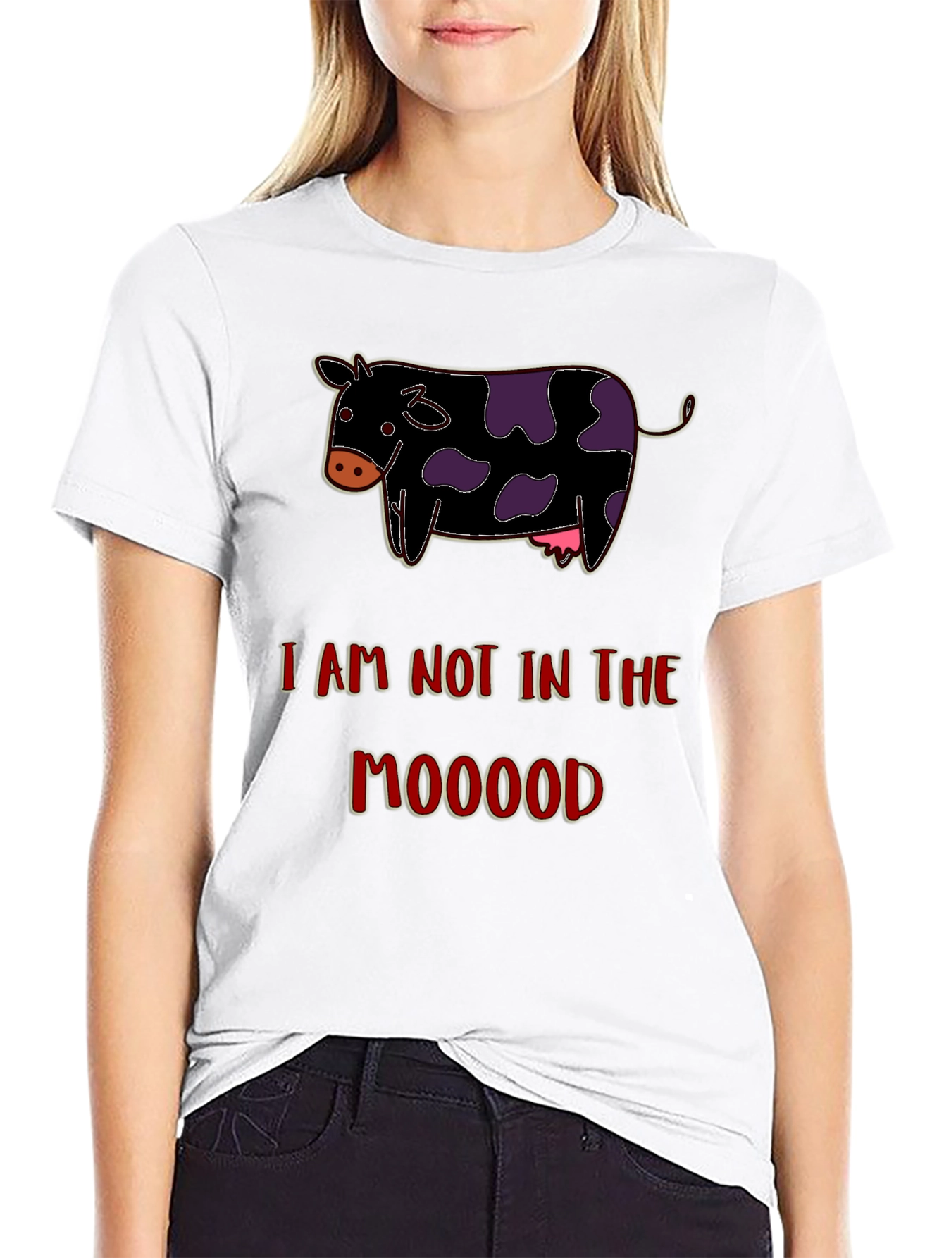 Funny Not in the Moood Cow Graphic T-Shirt