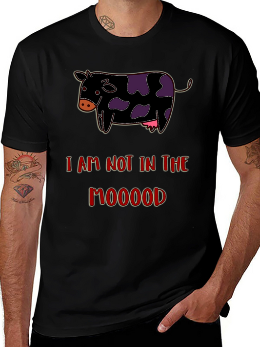 Funny Not in the Moood Cow Graphic T-Shirt