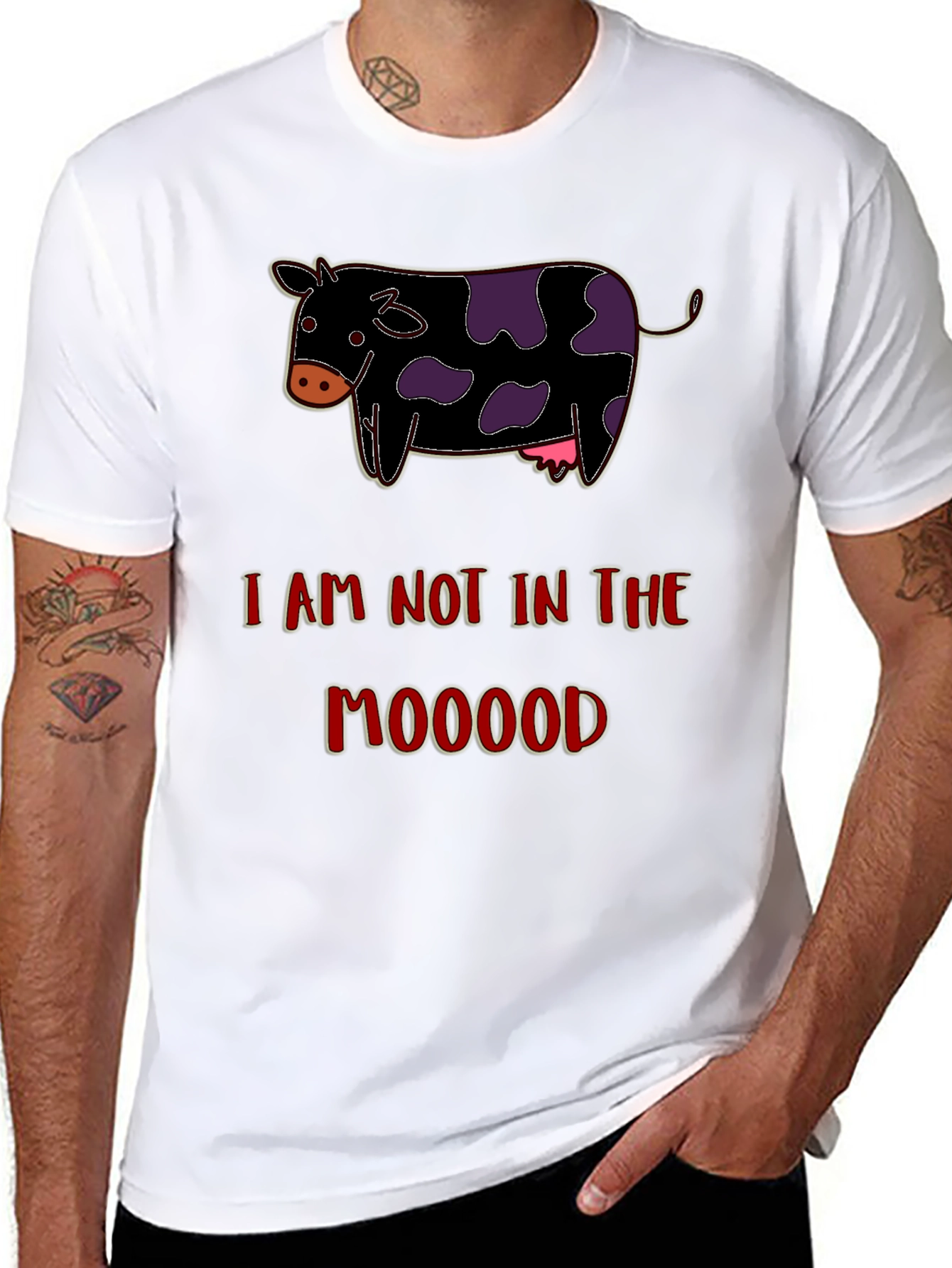 Funny Not in the Moood Cow Graphic T-Shirt