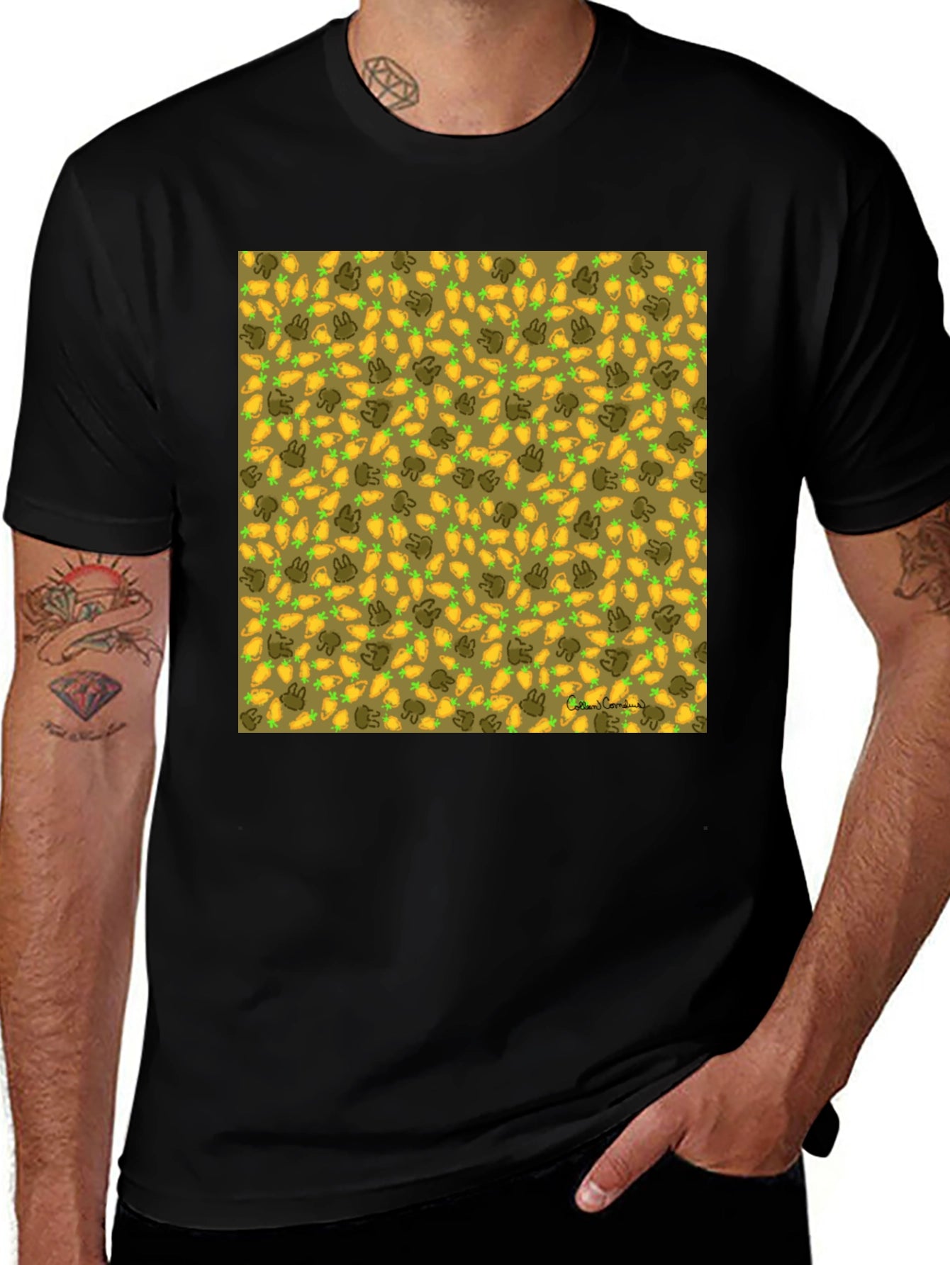 Carrot & Bunny Pattern T-Shirt