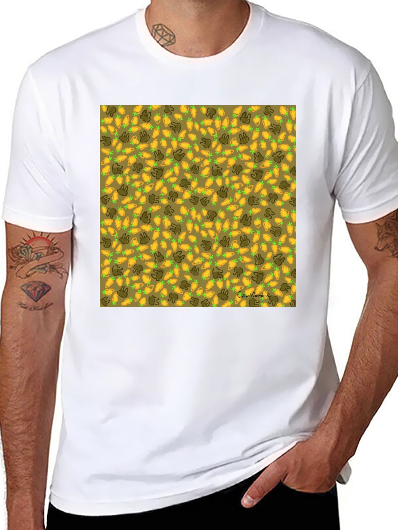 Carrot & Bunny Pattern T-Shirt