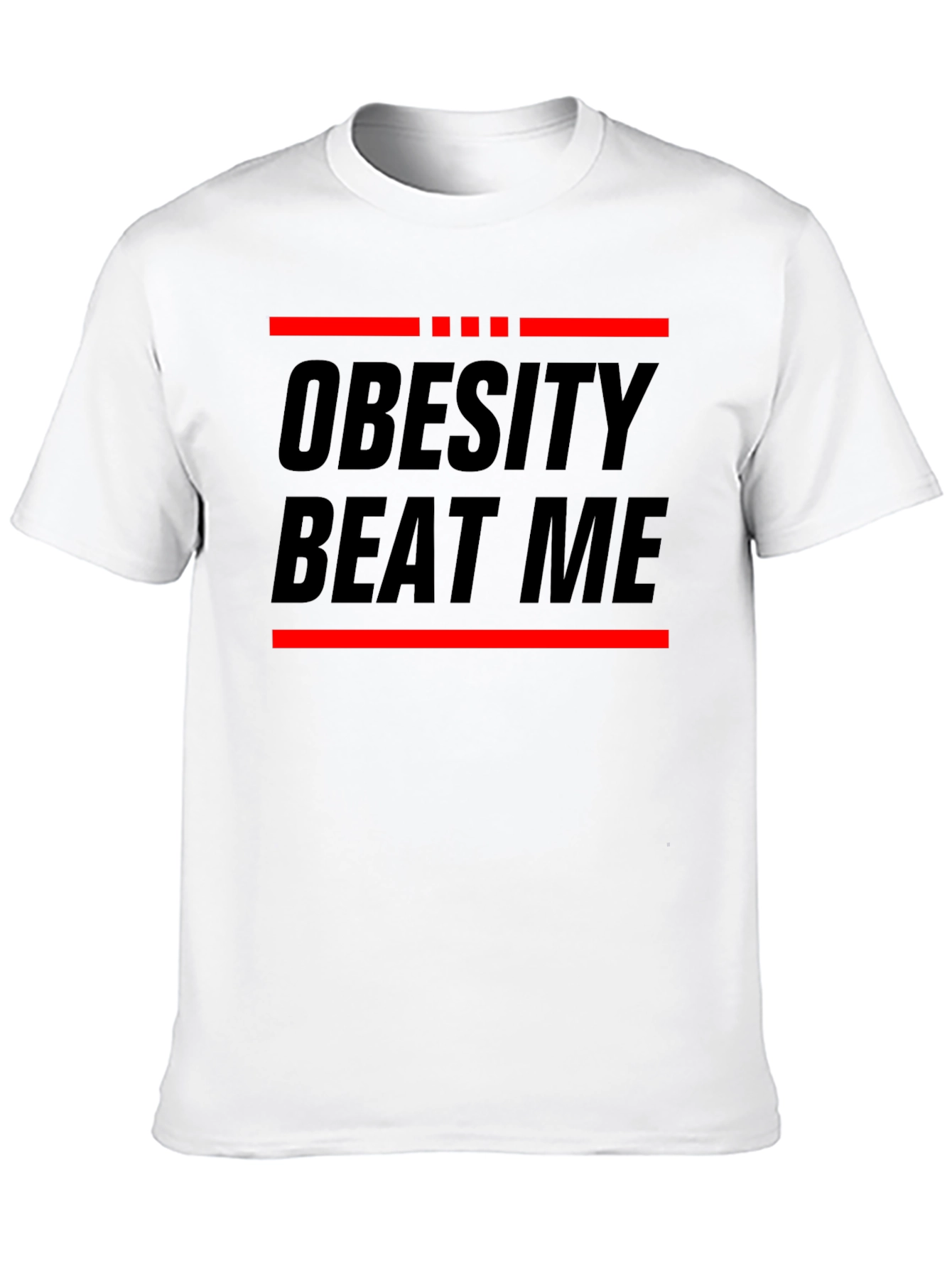 Obesity Beat Me Black Graphic T-Shirt