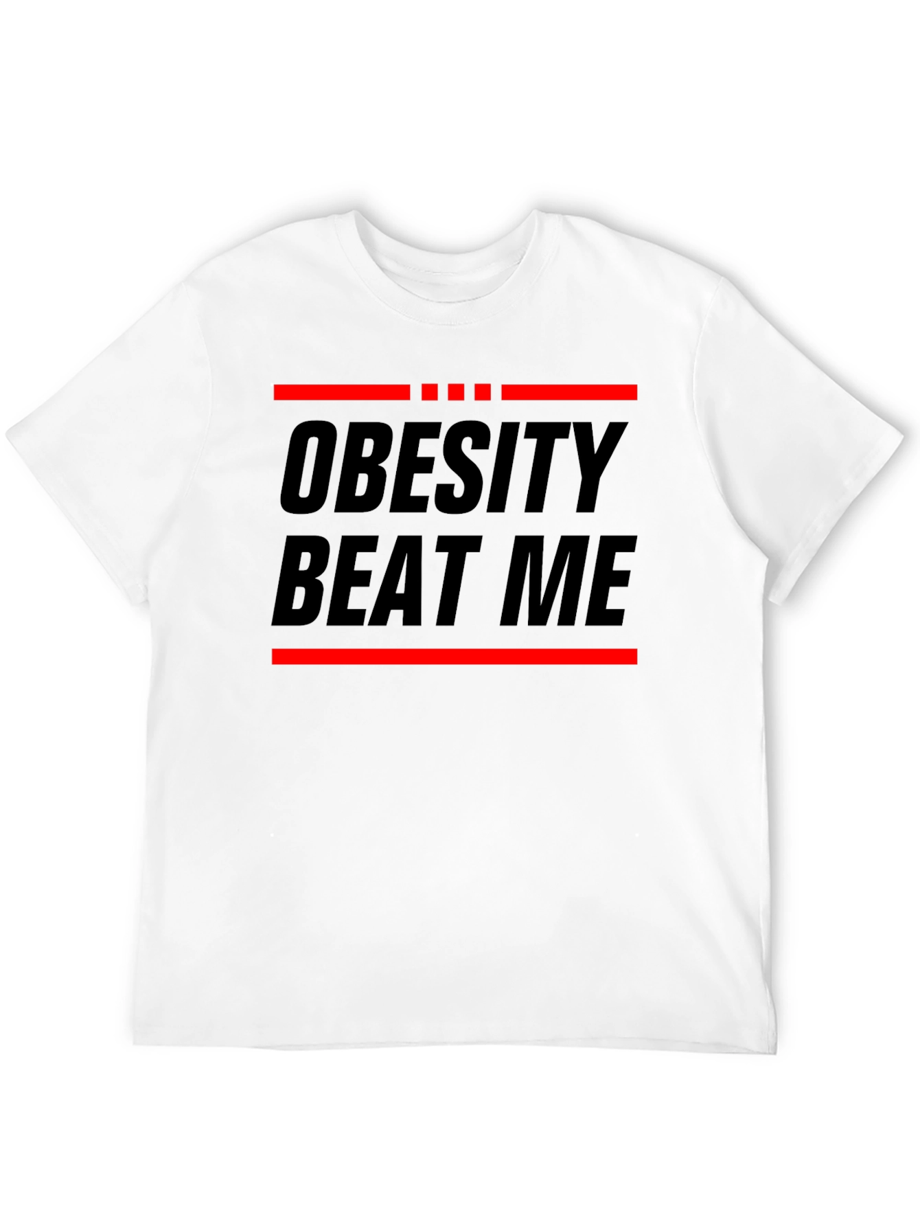 Obesity Beat Me Black Graphic T-Shirt