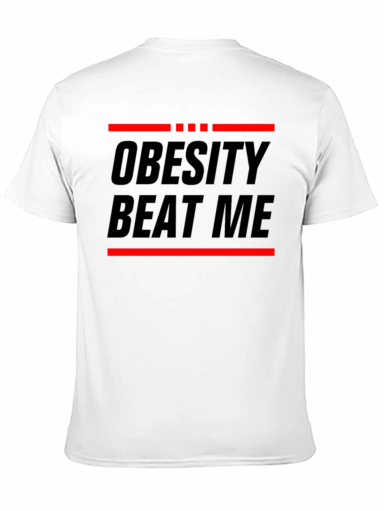 Obesity Beat Me Black Graphic T-Shirt