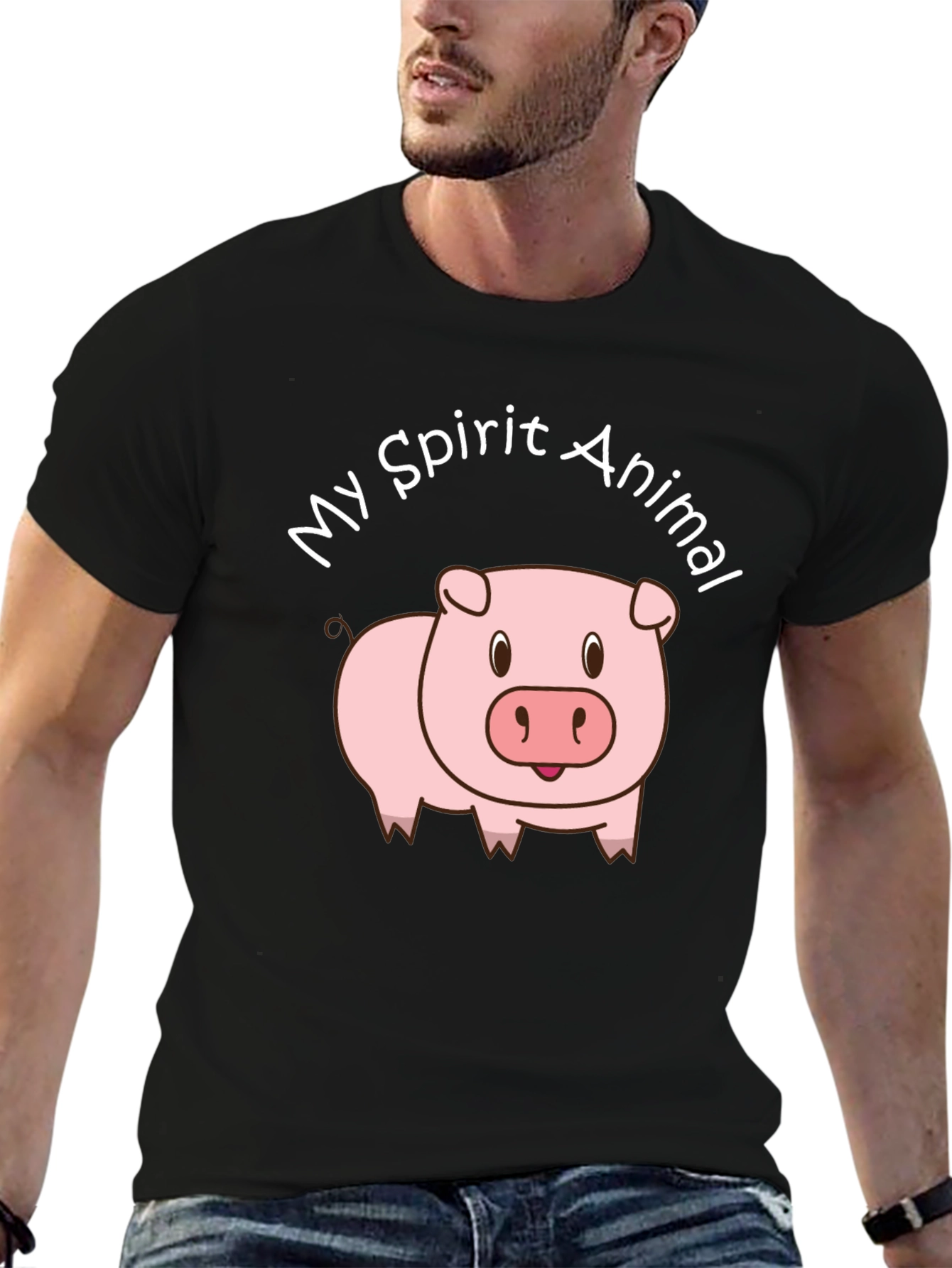 My Spirit Animal Pig T-Shirt - Black Cotton Tee