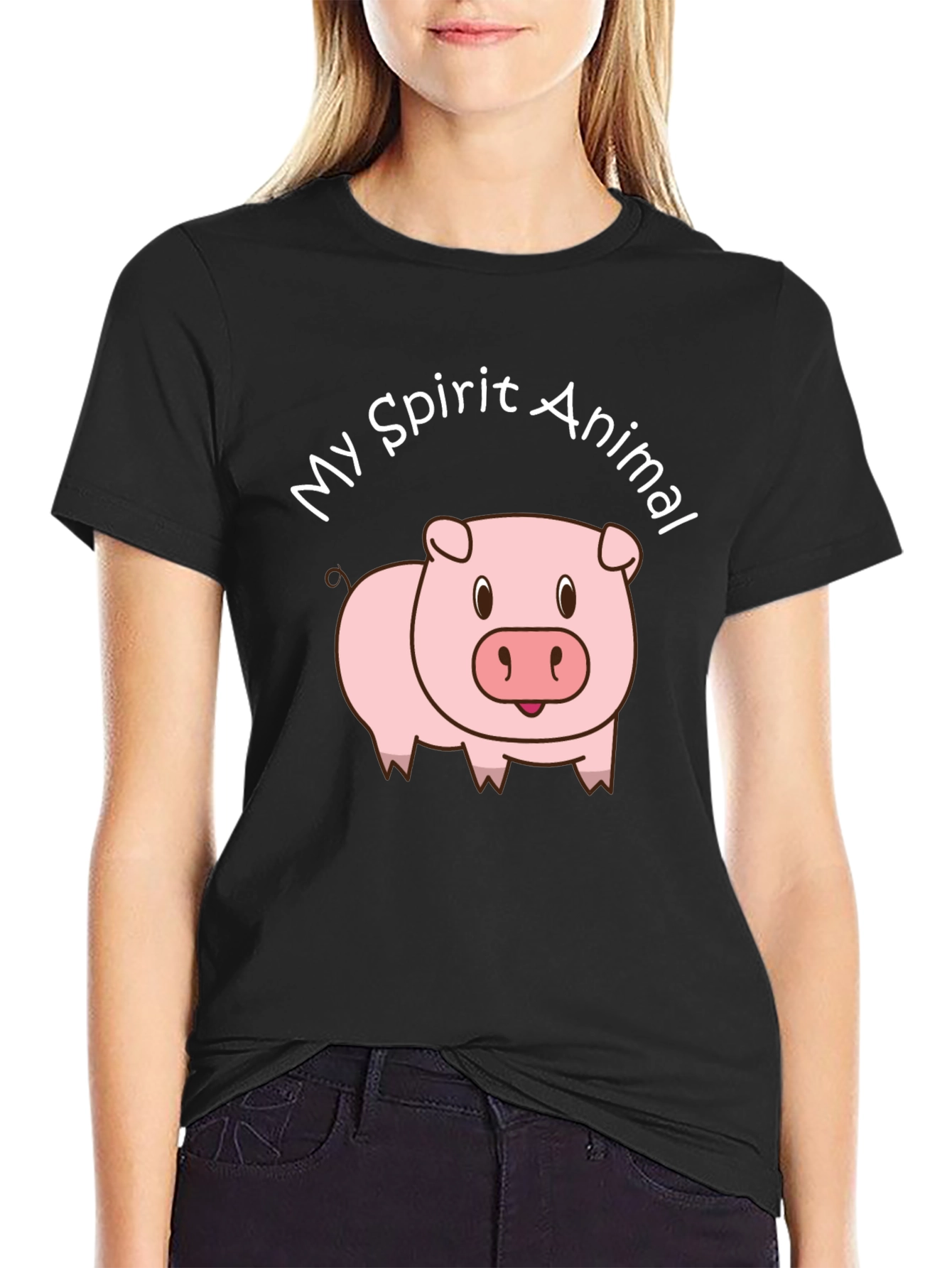 My Spirit Animal Pig T-Shirt - Black Cotton Tee