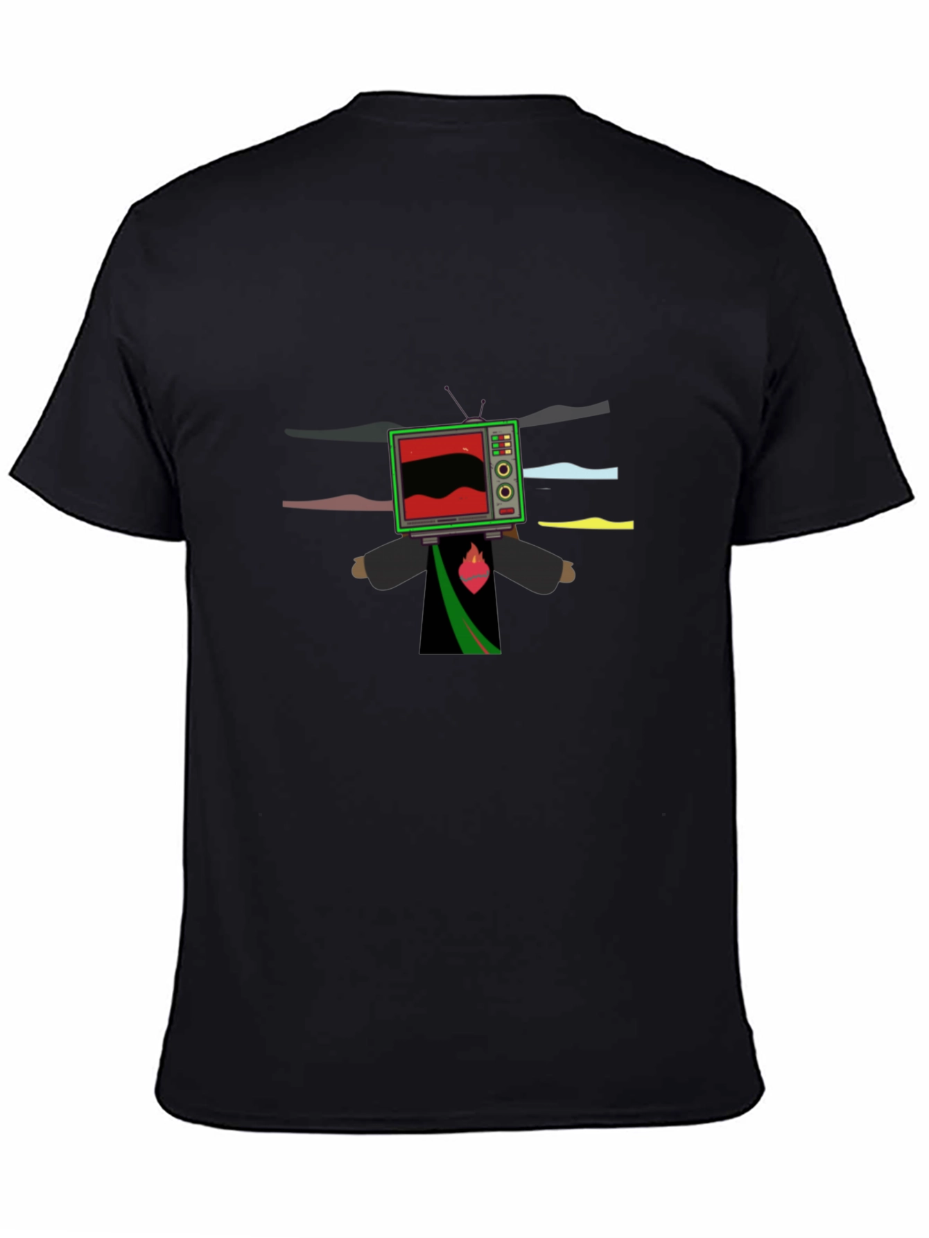 Abstract TV Head Graphic Tee - Unique Black T-Shirt