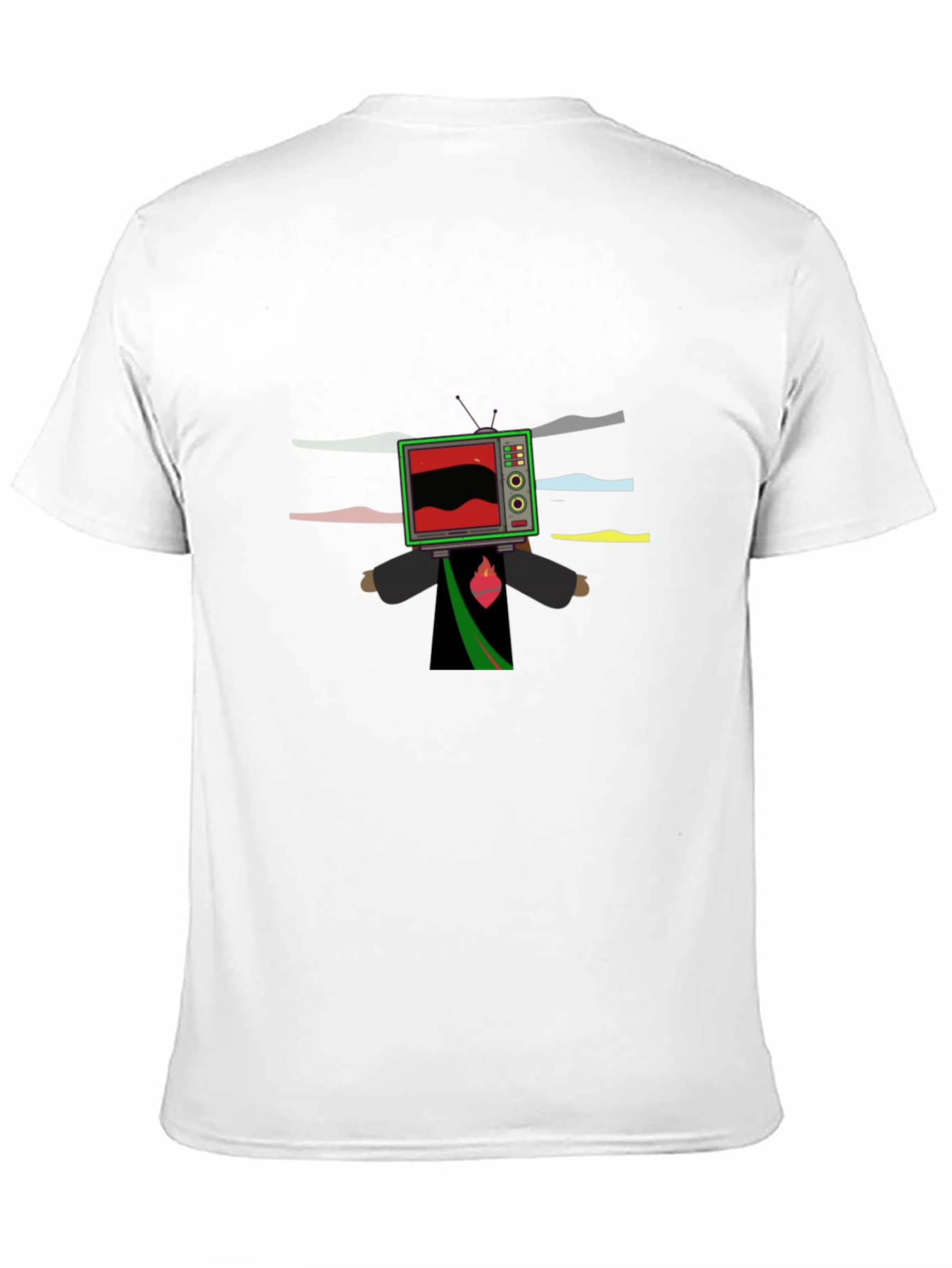 Abstract TV Head Graphic Tee - Unique Black T-Shirt