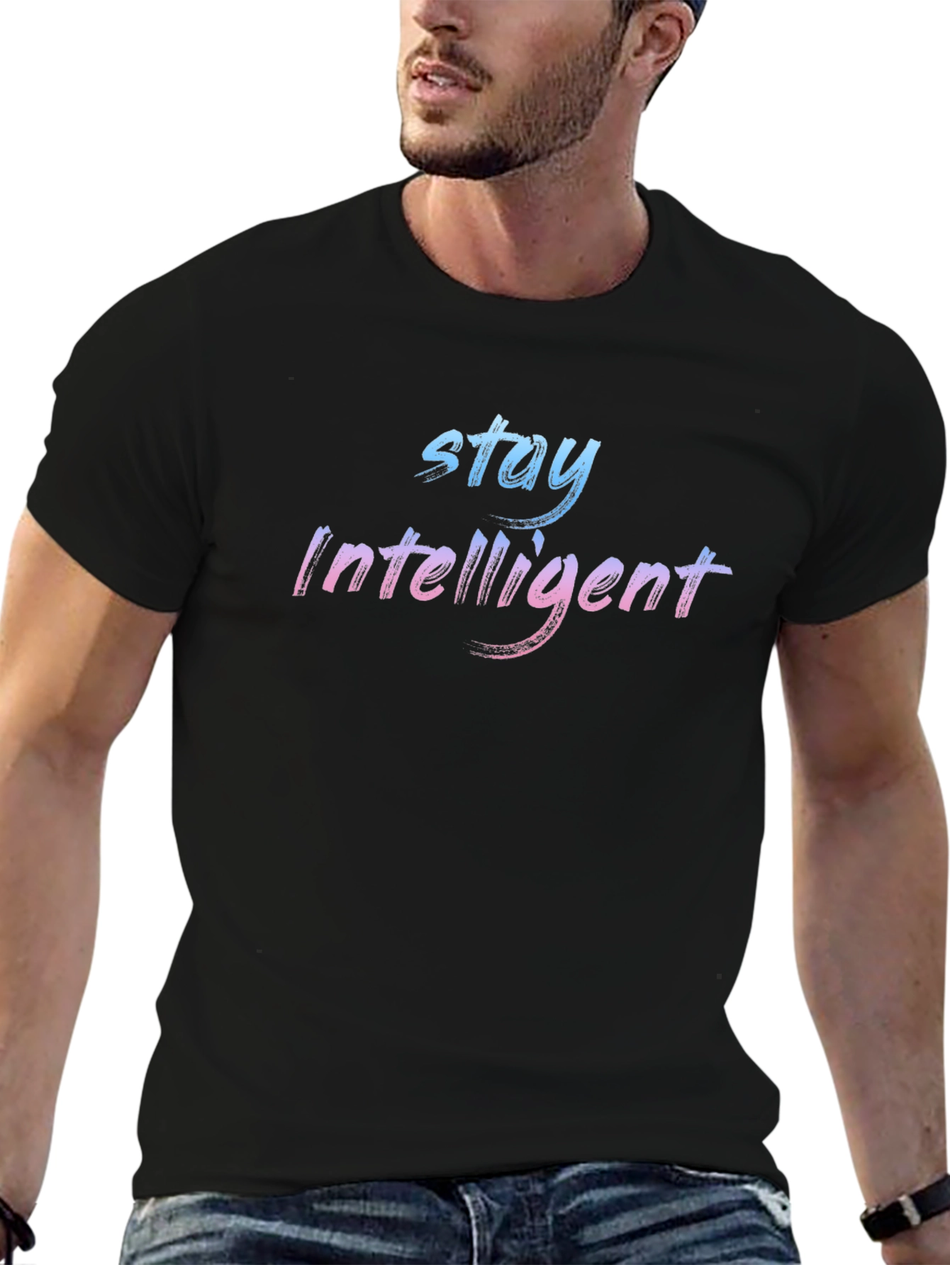 Stay Intelligent Graphic Black T-Shirt