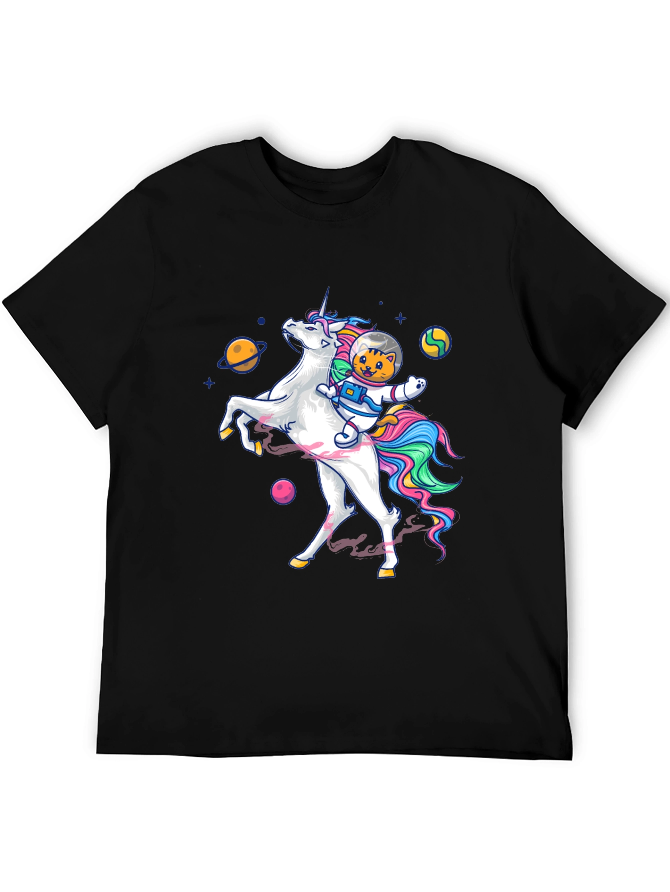 Cosmic Cat Riding Unicorn T-Shirt