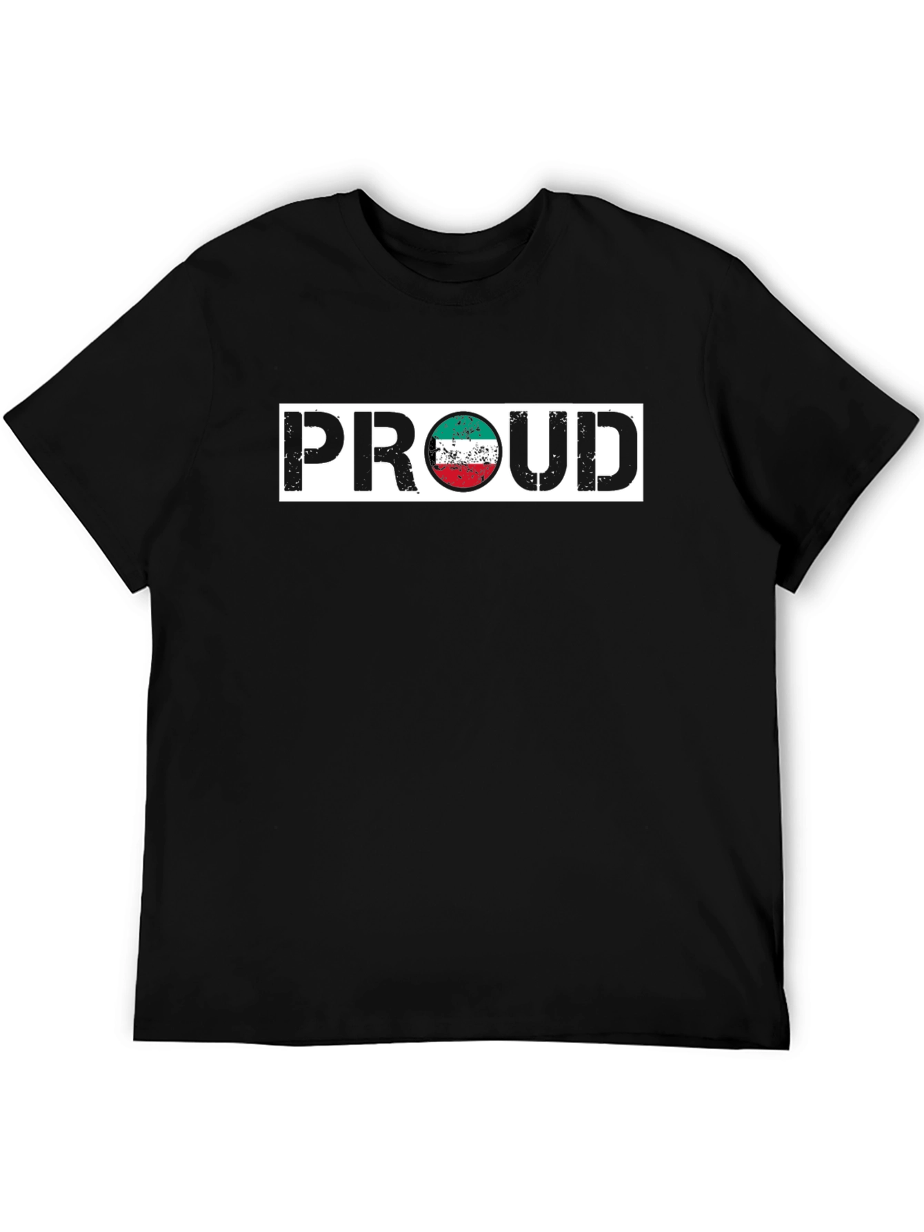 Proud Kuwait Flag T-Shirt - Black Crew Neck Tee