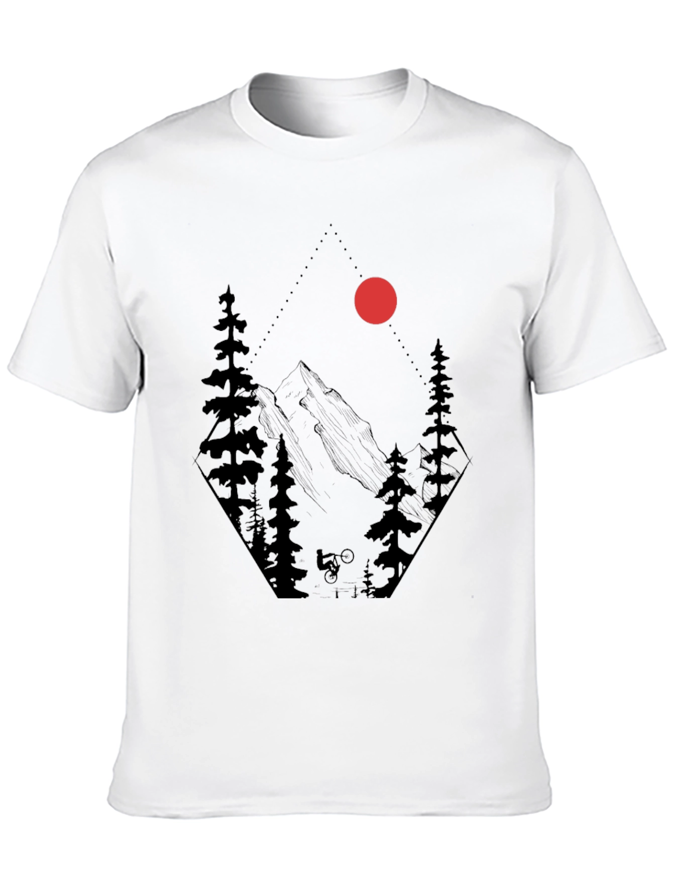Mountain Biking Forest Graphic Tee - Black Cotton