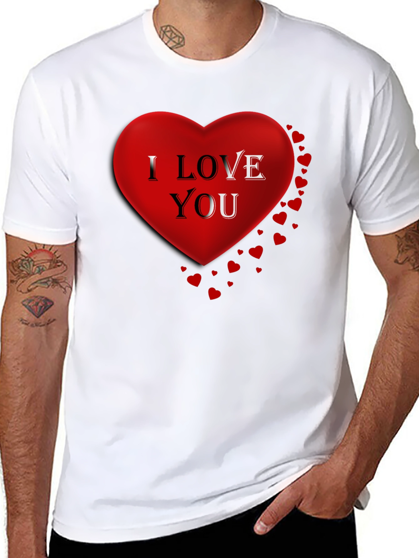 I Love You Heart Graphic T-Shirt - Black
