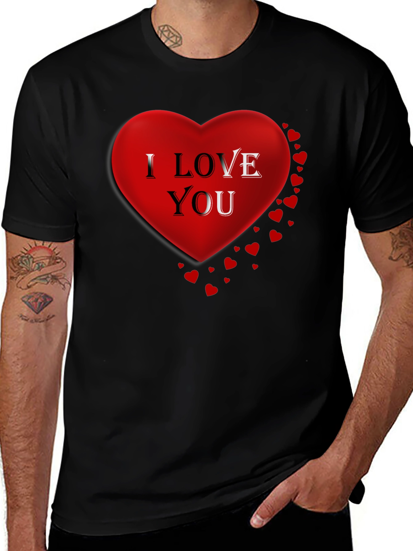 I Love You Heart Graphic T-Shirt - Black