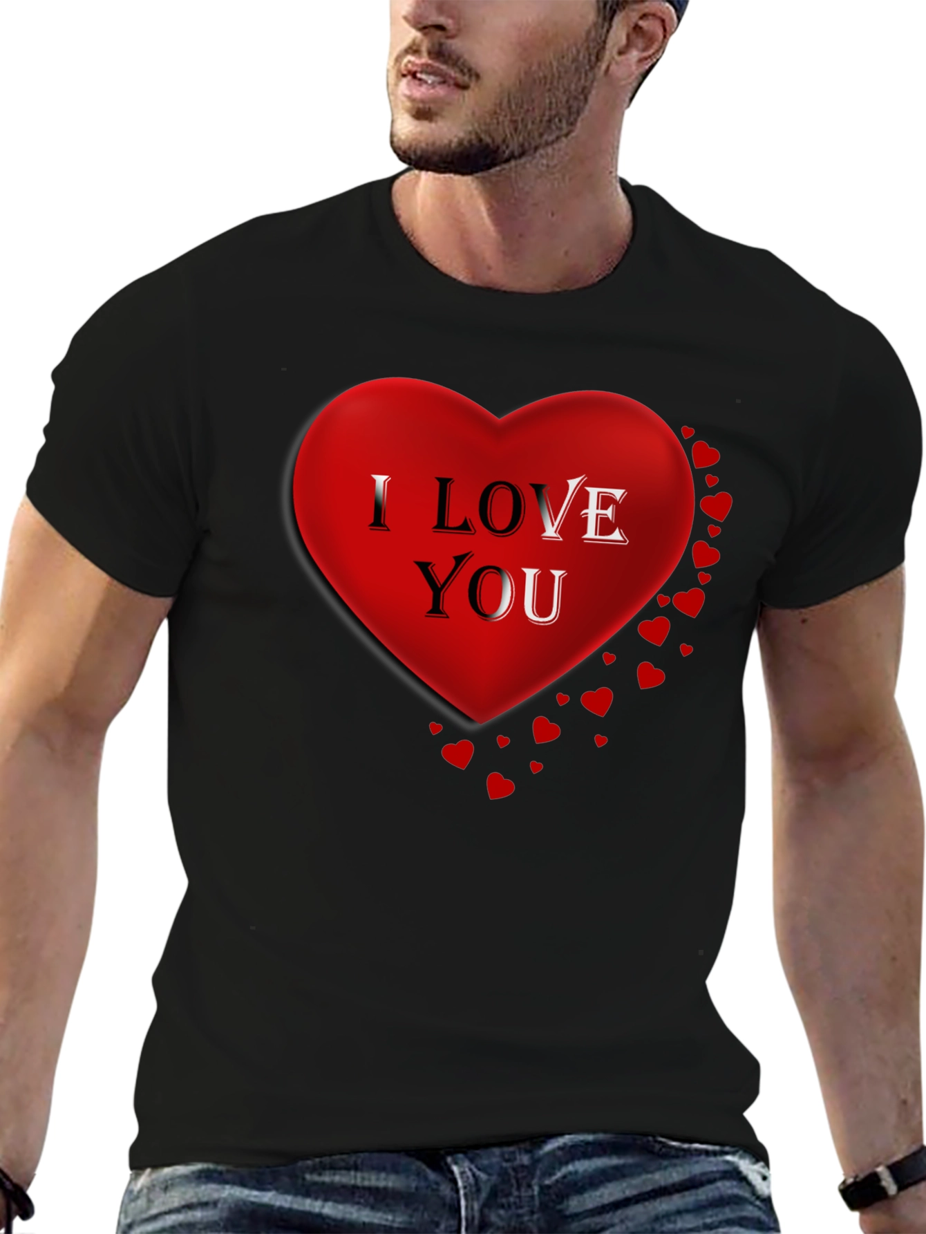 I Love You Heart Graphic T-Shirt - Black