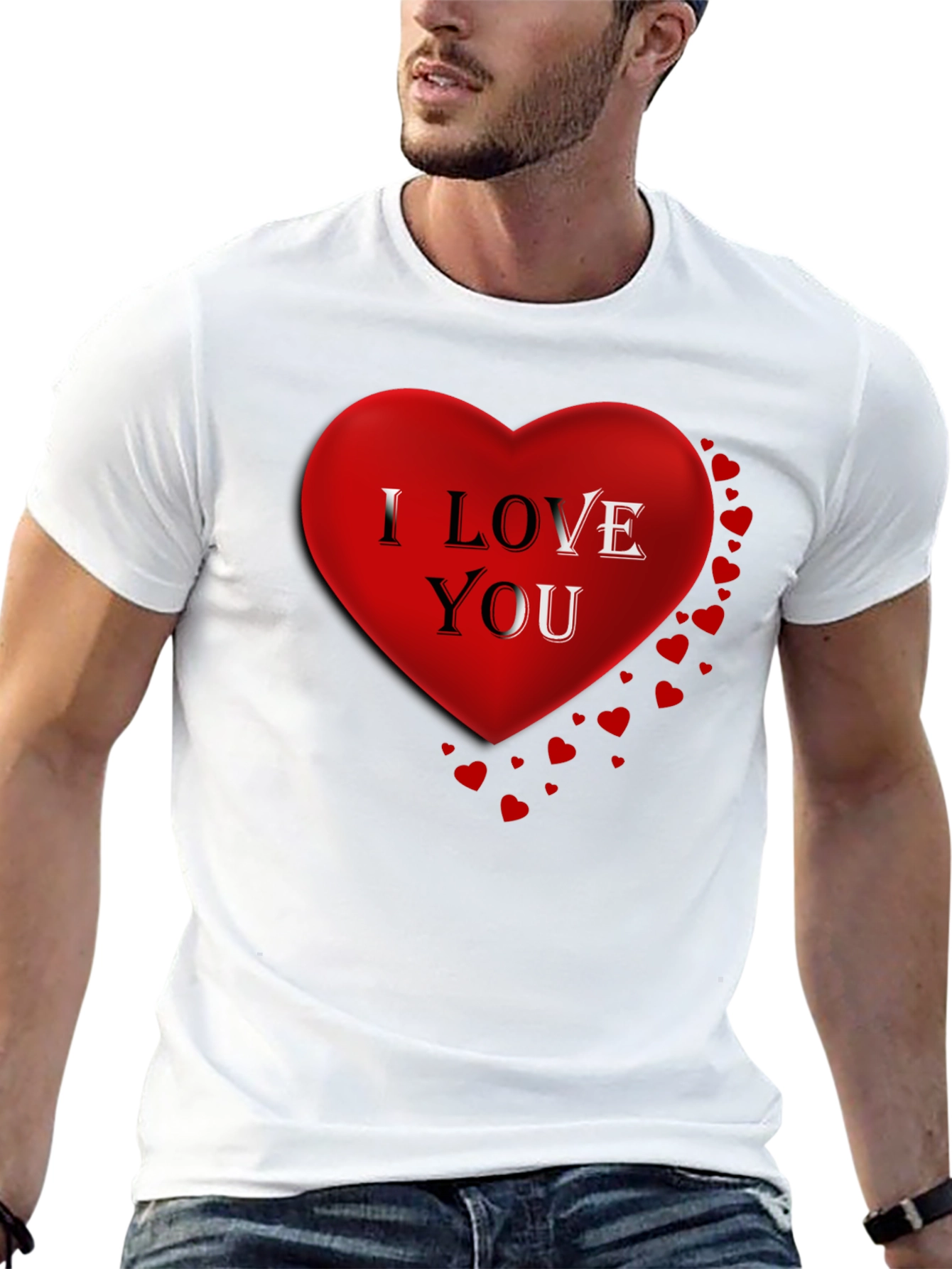 I Love You Heart Graphic T-Shirt - Black