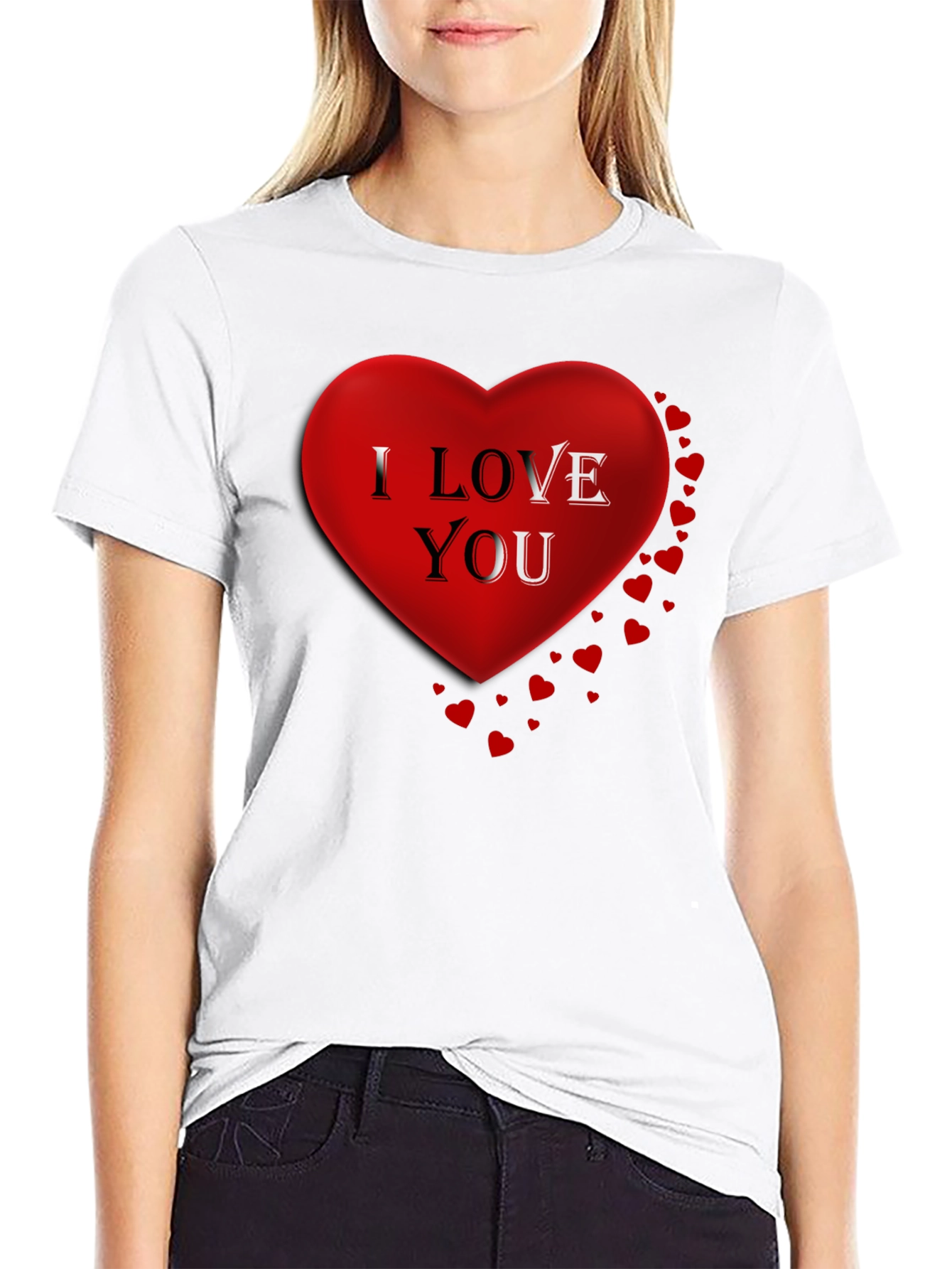 I Love You Heart Graphic T-Shirt - Black