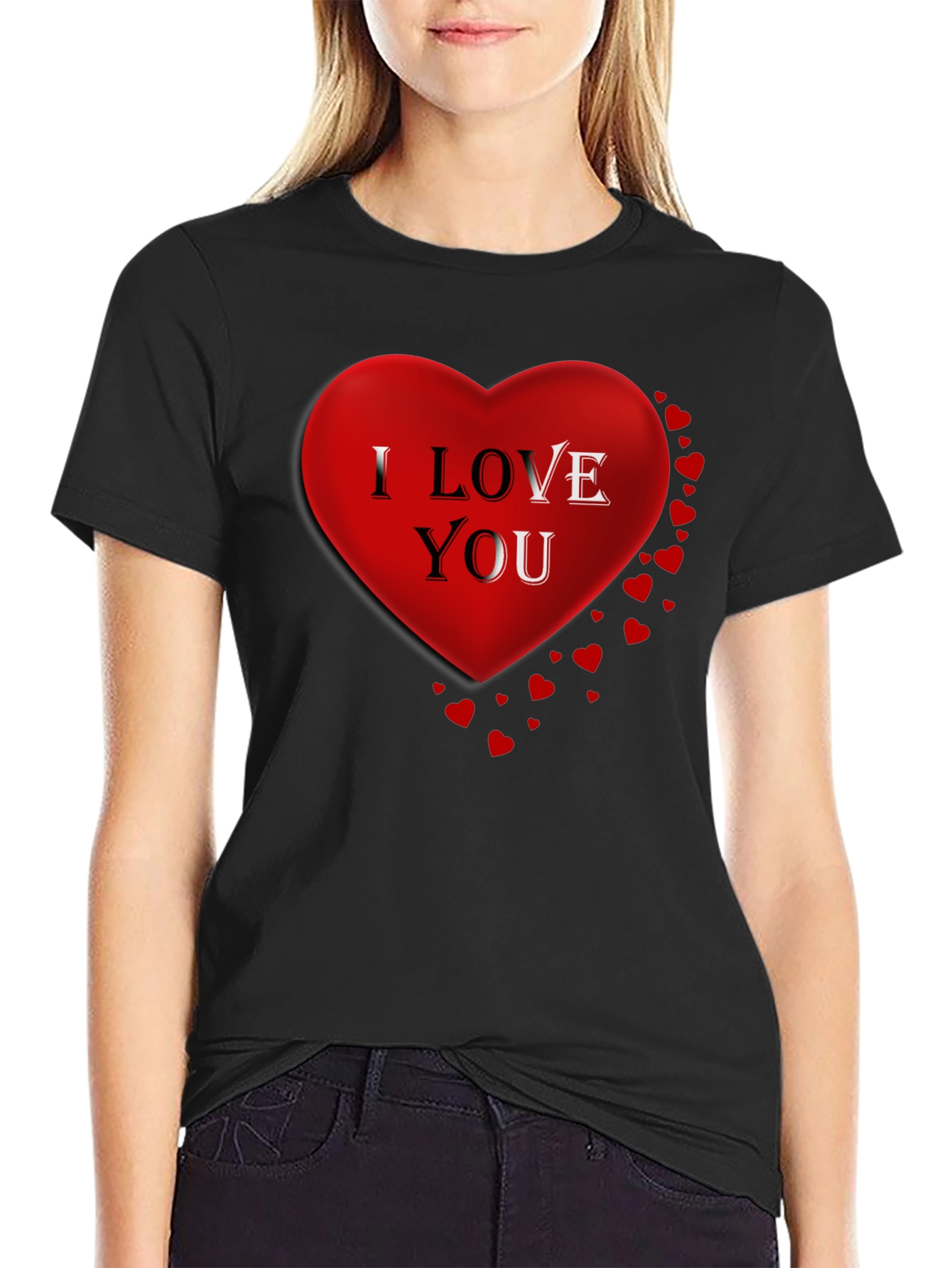 I Love You Heart Graphic T-Shirt - Black