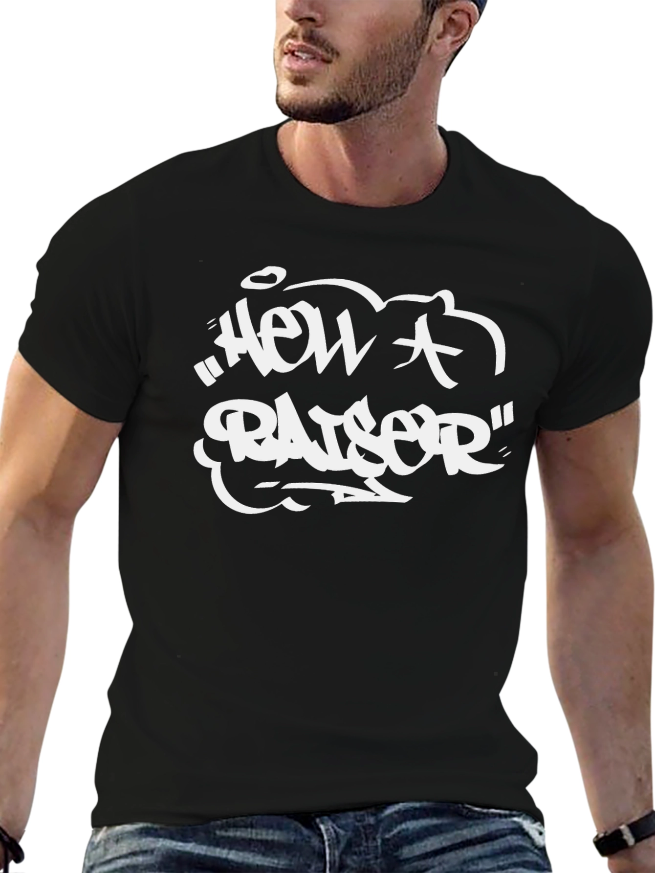 Hell A Raiser Graphic T-Shirt - Bold Black Tee