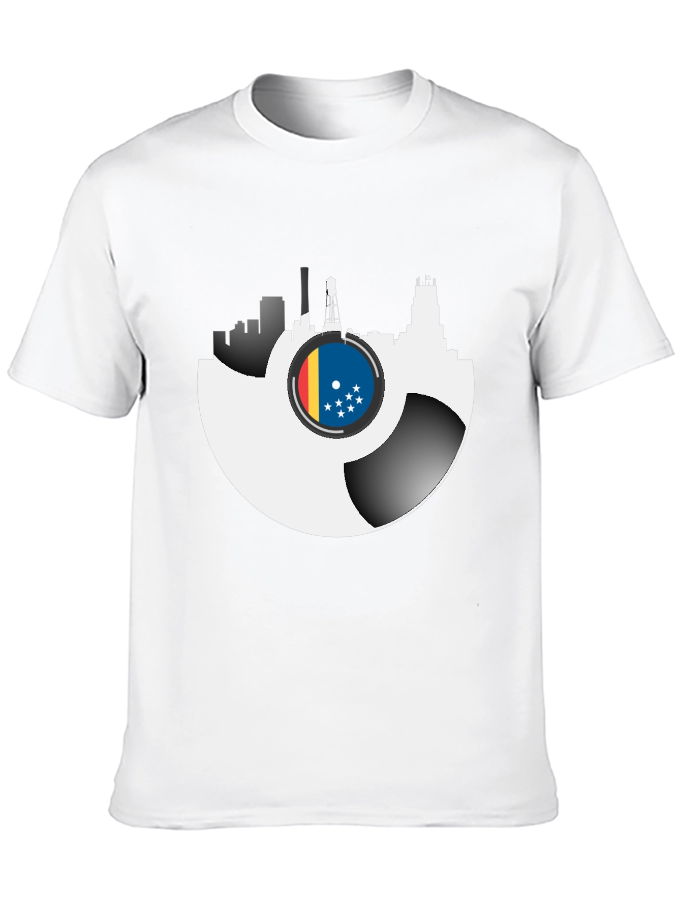 Vinyl Record Cityscape Graphic Tee