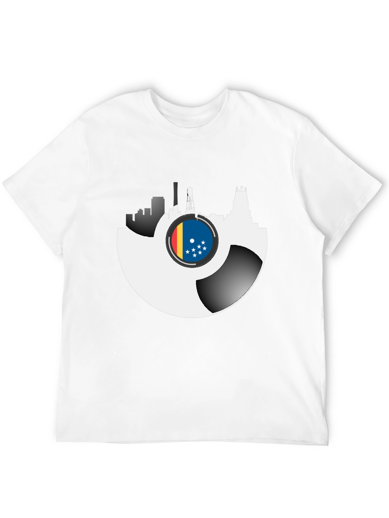 Vinyl Record Cityscape Graphic Tee