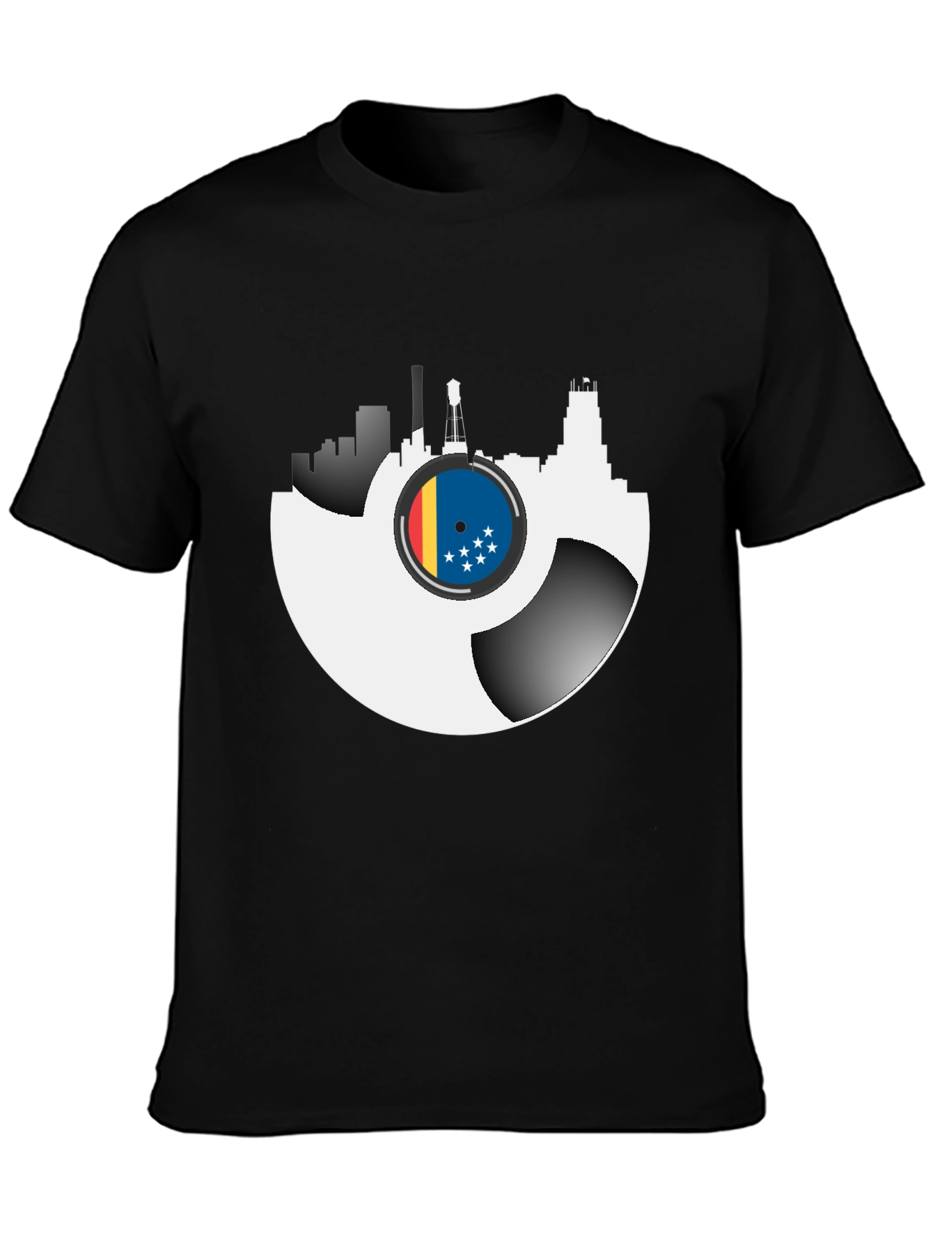 Vinyl Record Cityscape Graphic Tee