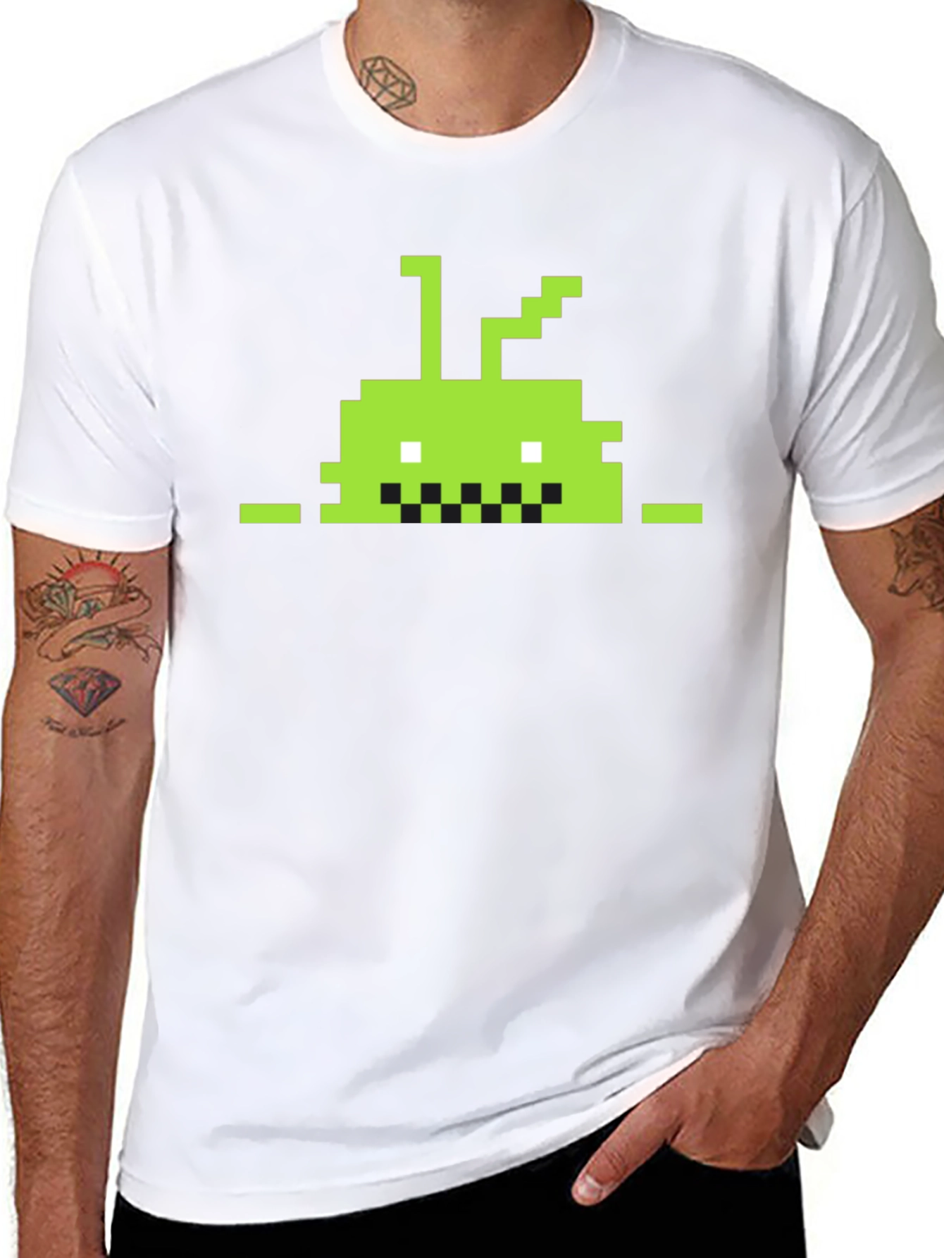 Retro Pixel Android T-Shirt - Black