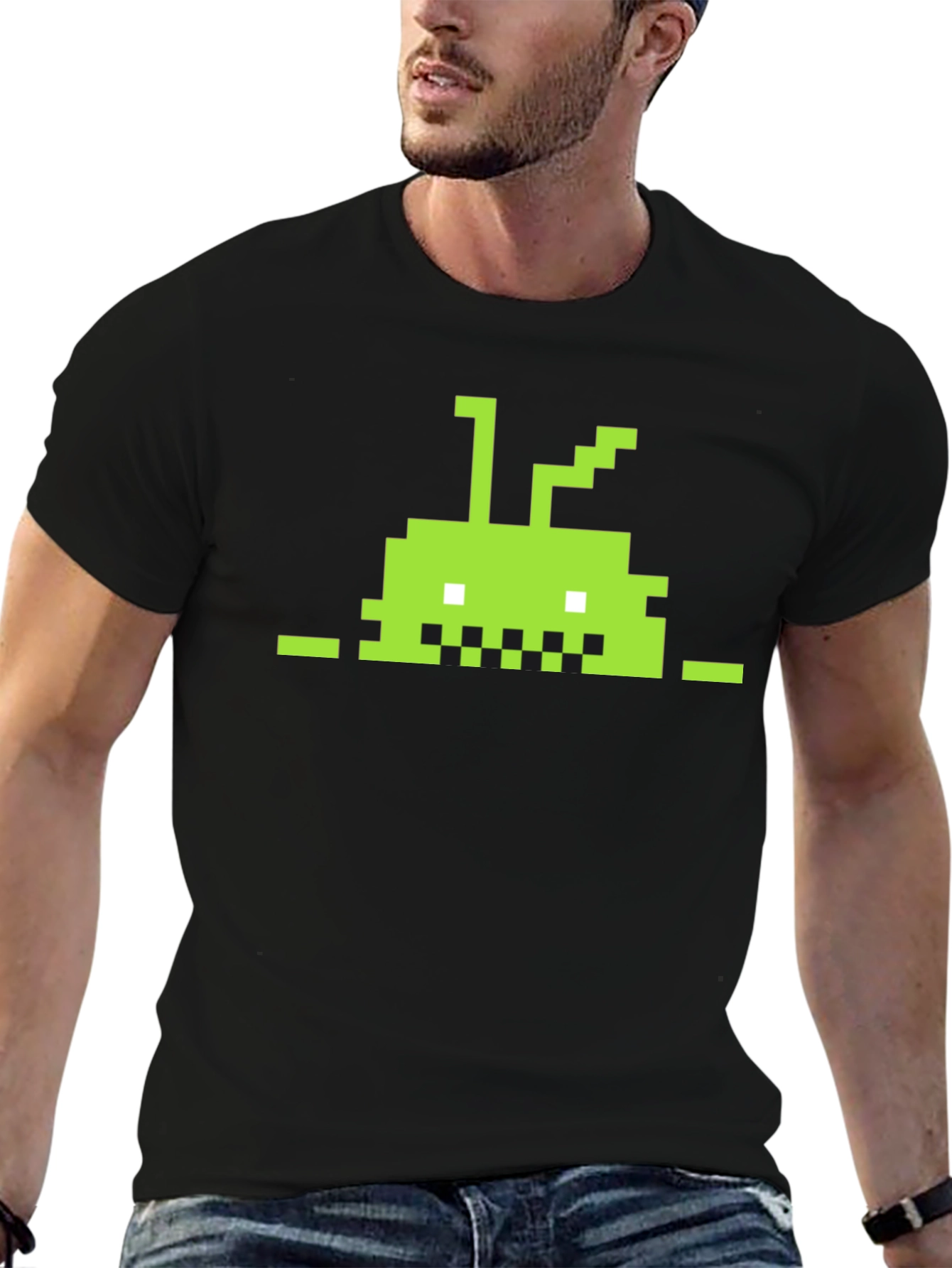 Retro Pixel Android T-Shirt - Black