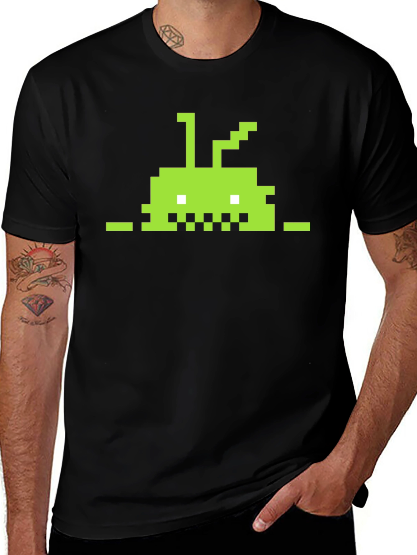 Retro Pixel Android T-Shirt - Black