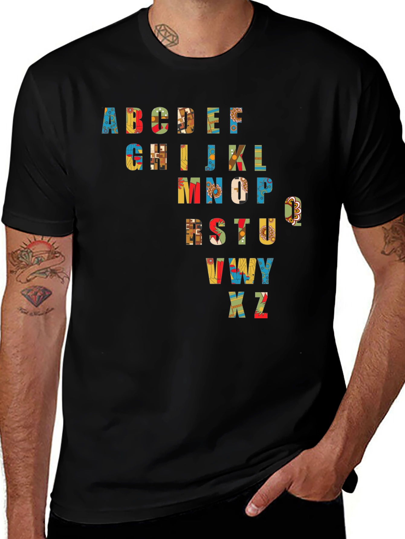 Alphabet Collage Graphic T-Shirt - Unisex Design